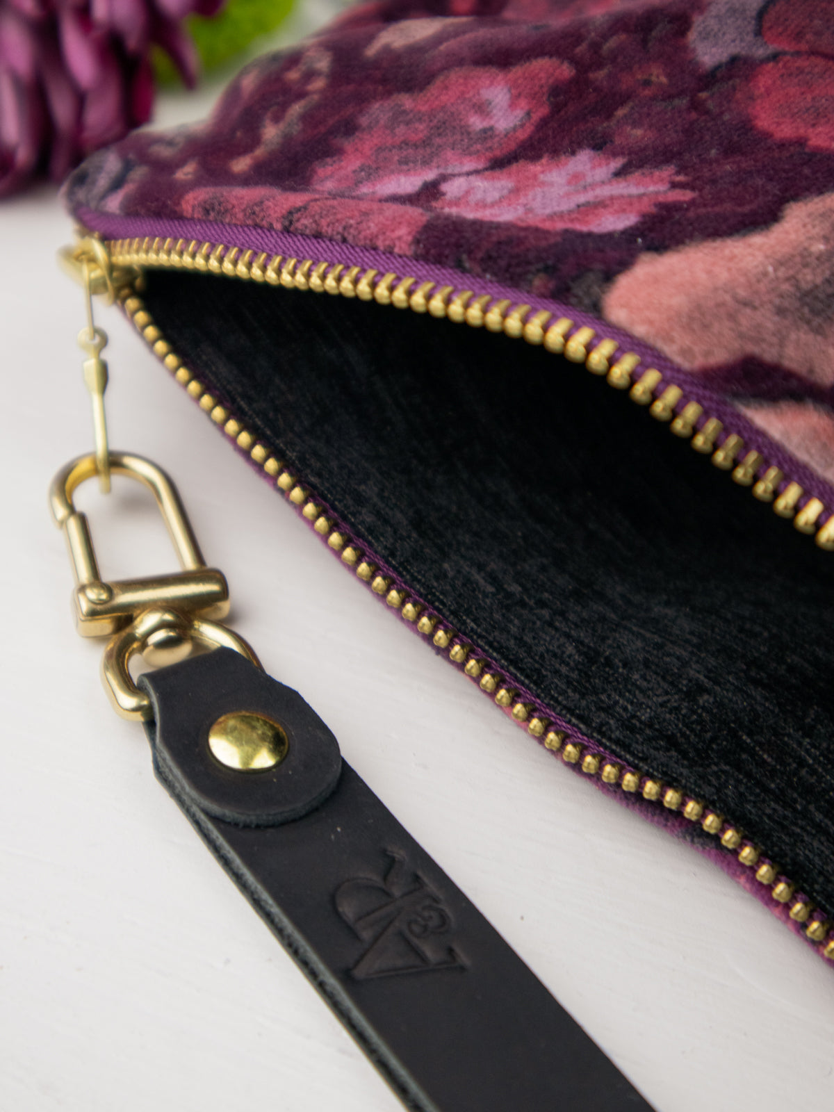 The Verbena Velvet Wristlet