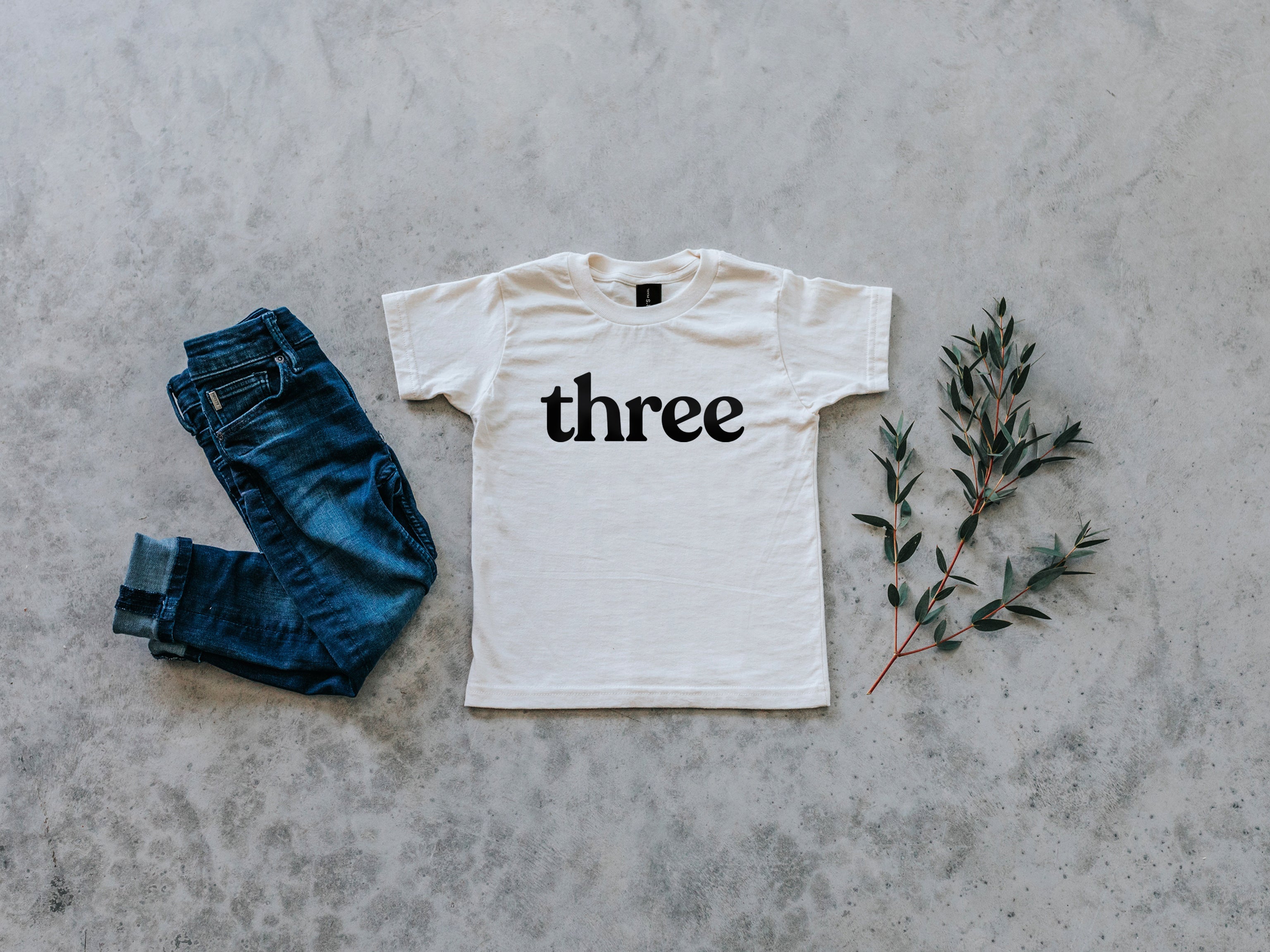 Three Modern Birthday Shirt Organic Kids Tee