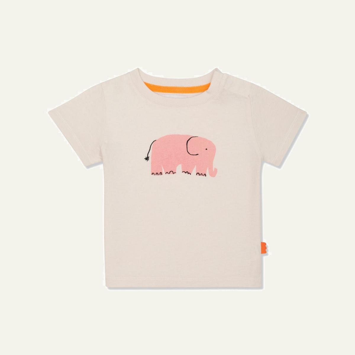 Recycled Cotton Elephant Baby T-shirt - Natural/pink