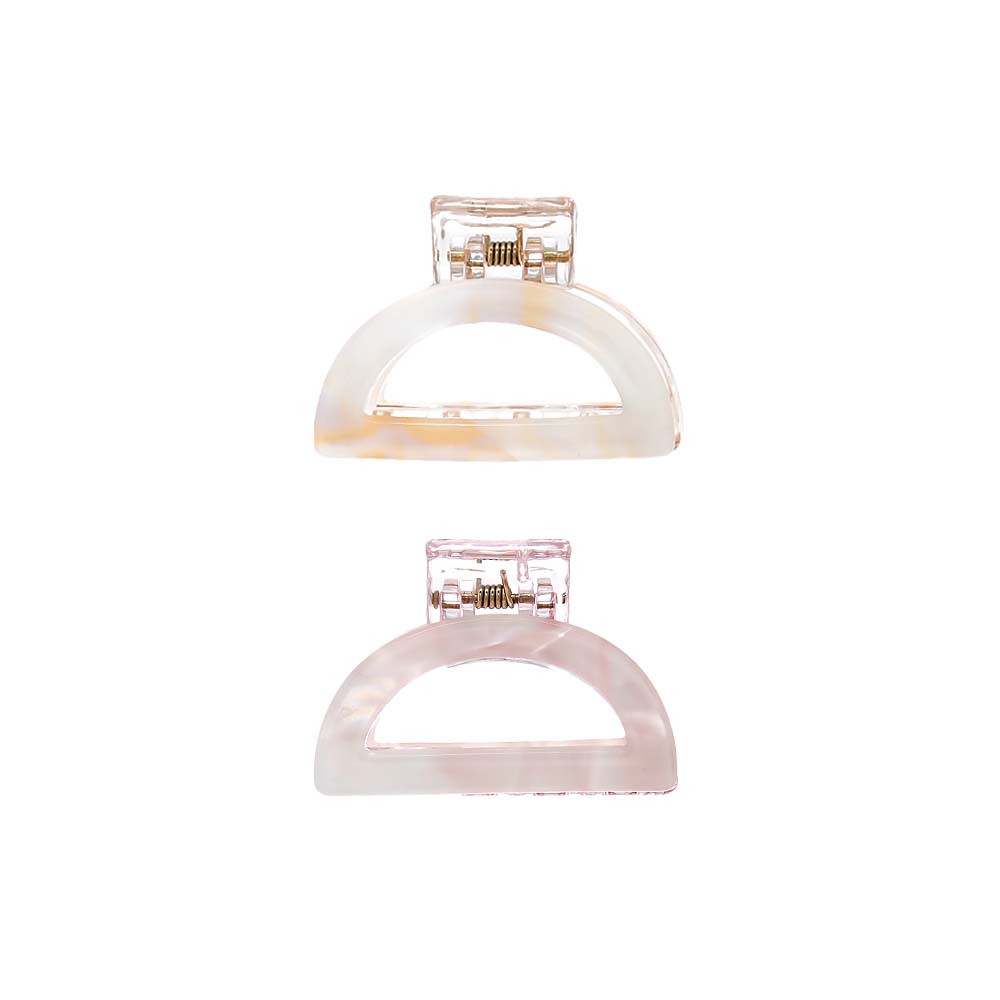 Multi Color Colored Transparent Semi Circle Cutout Claw Clip Combo Set - Adina's Jewels