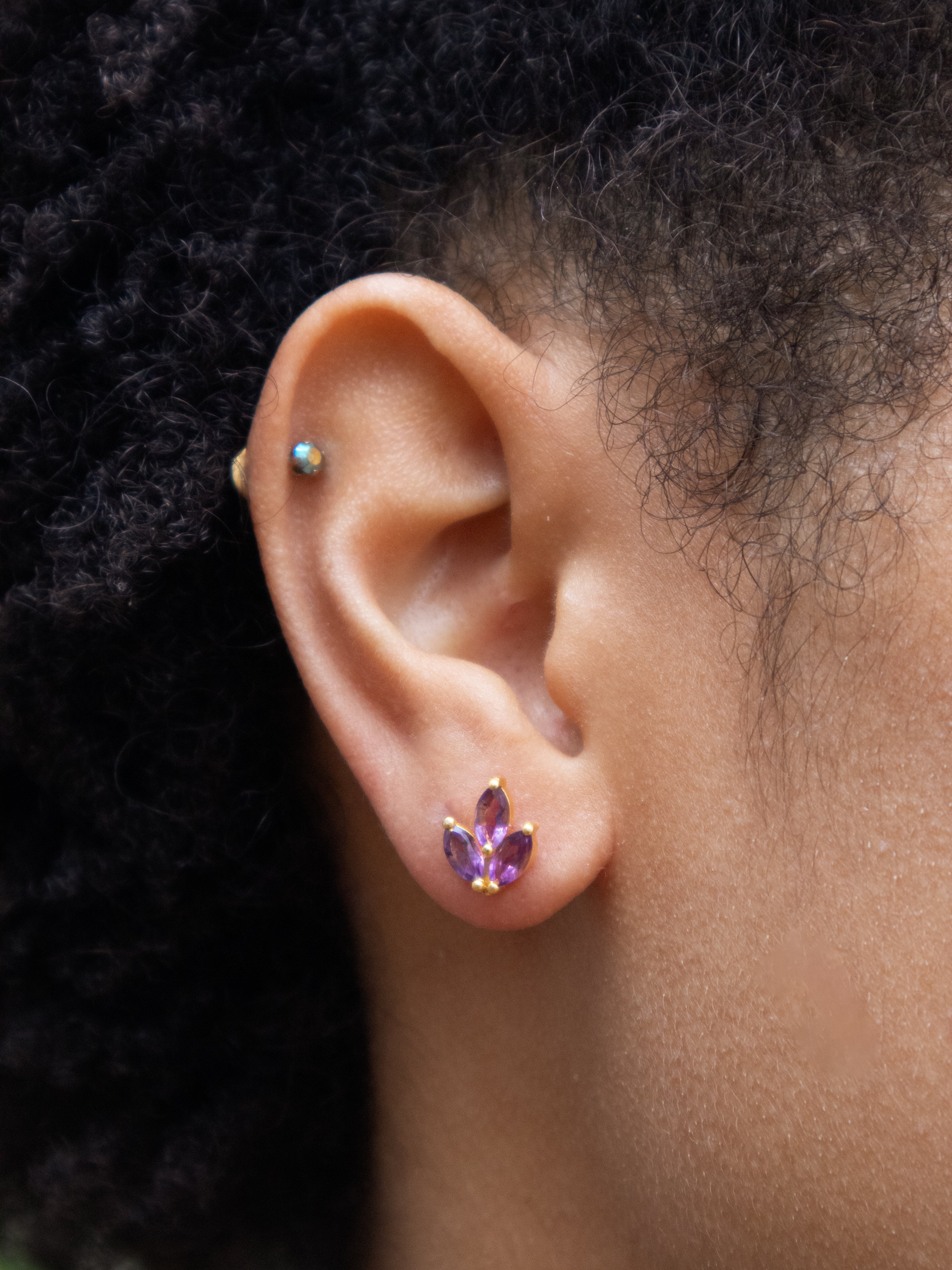 Tri Leaf Stud Earrings