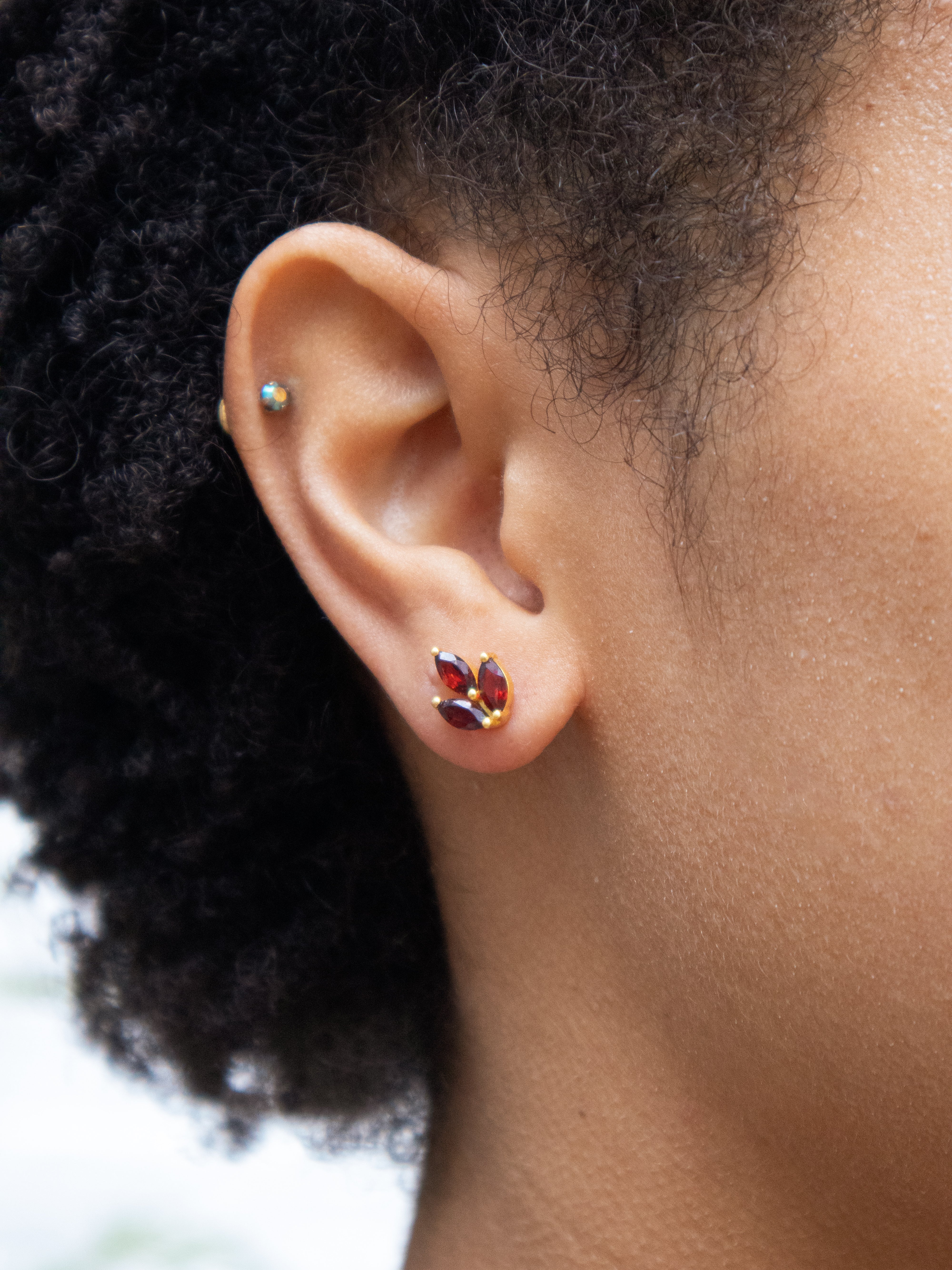 Tri Leaf Stud Earrings