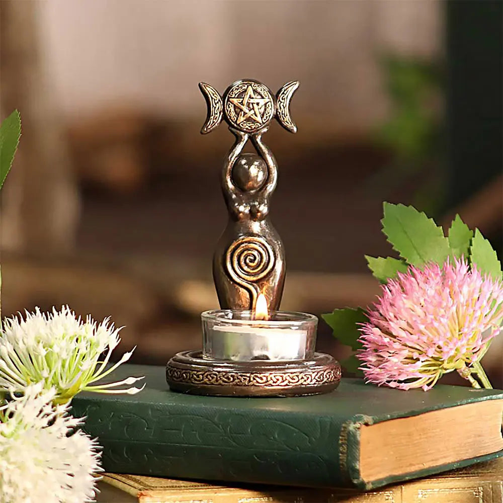 Goddess Triple Moon Candle Holder