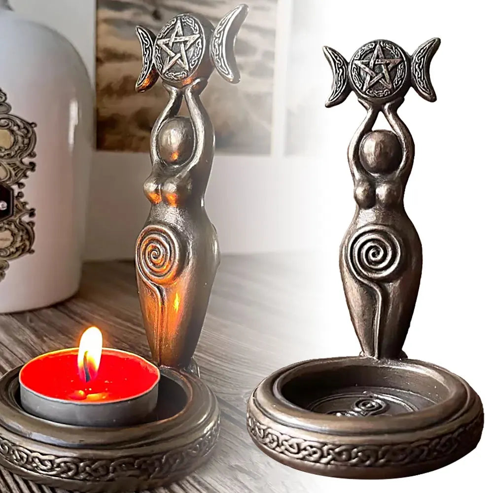 Goddess Triple Moon Candle Holder