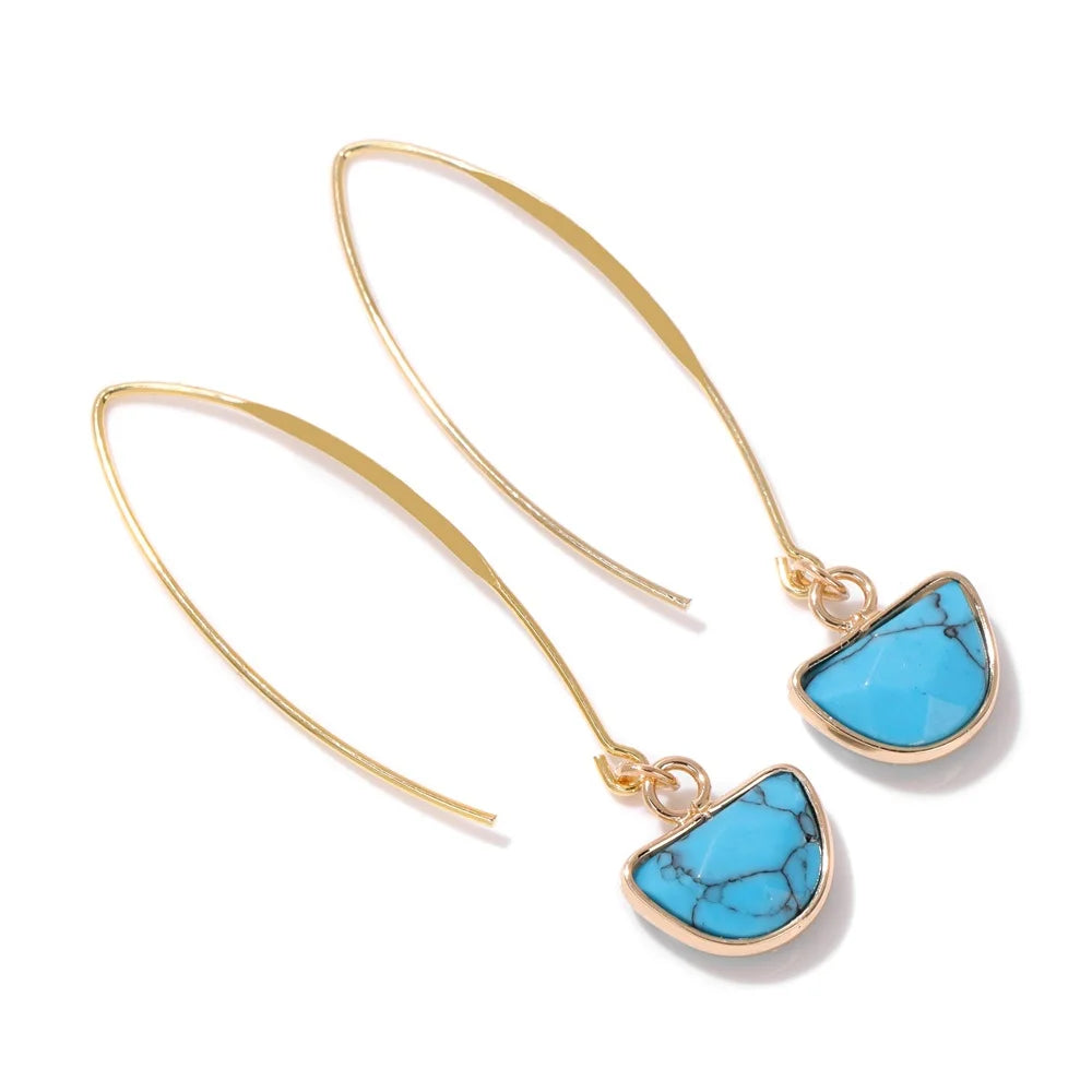 Crystal Faceted Teardrop Gold Earrings