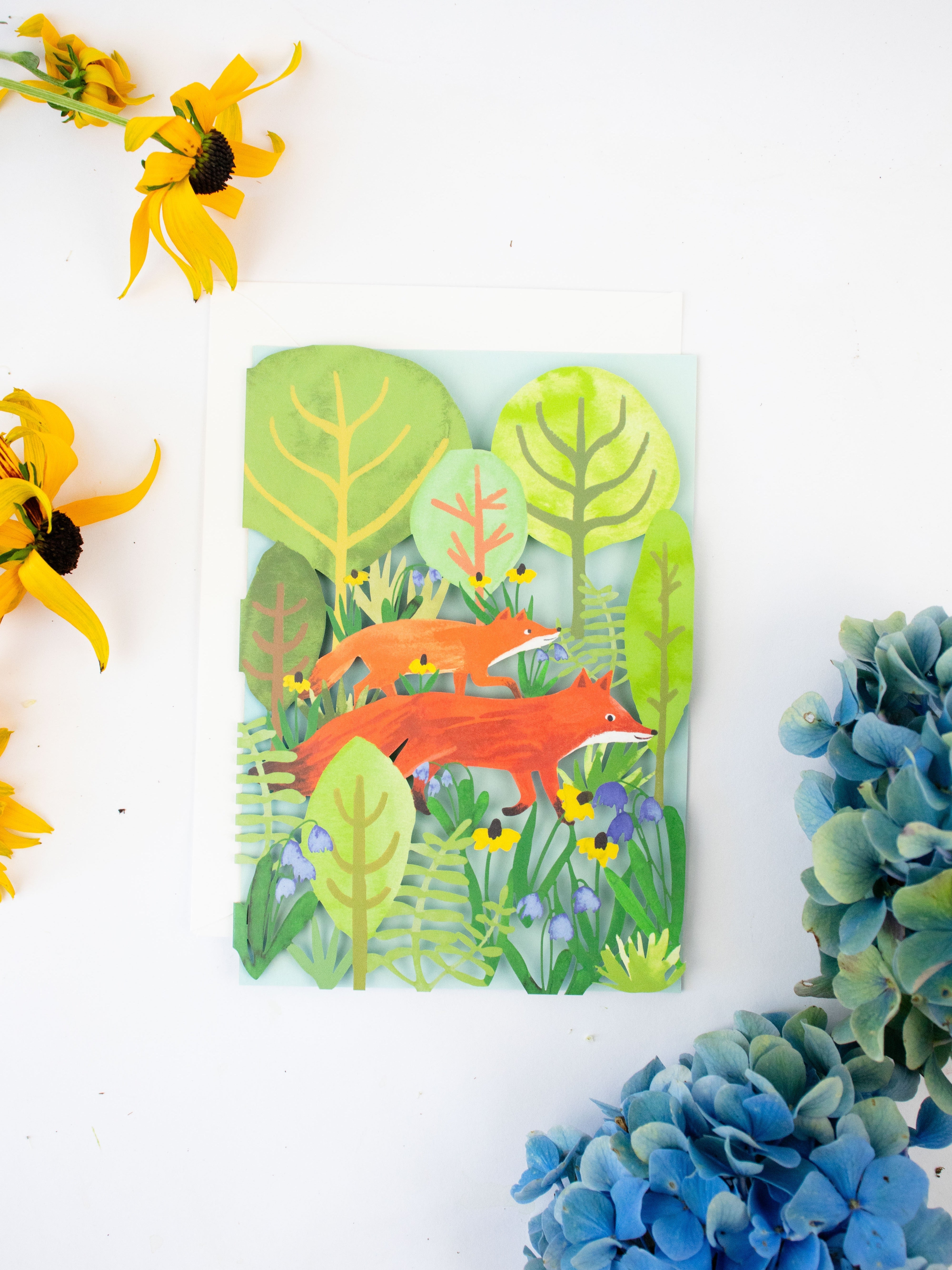 Two Foxes Blank Lasercut Card
