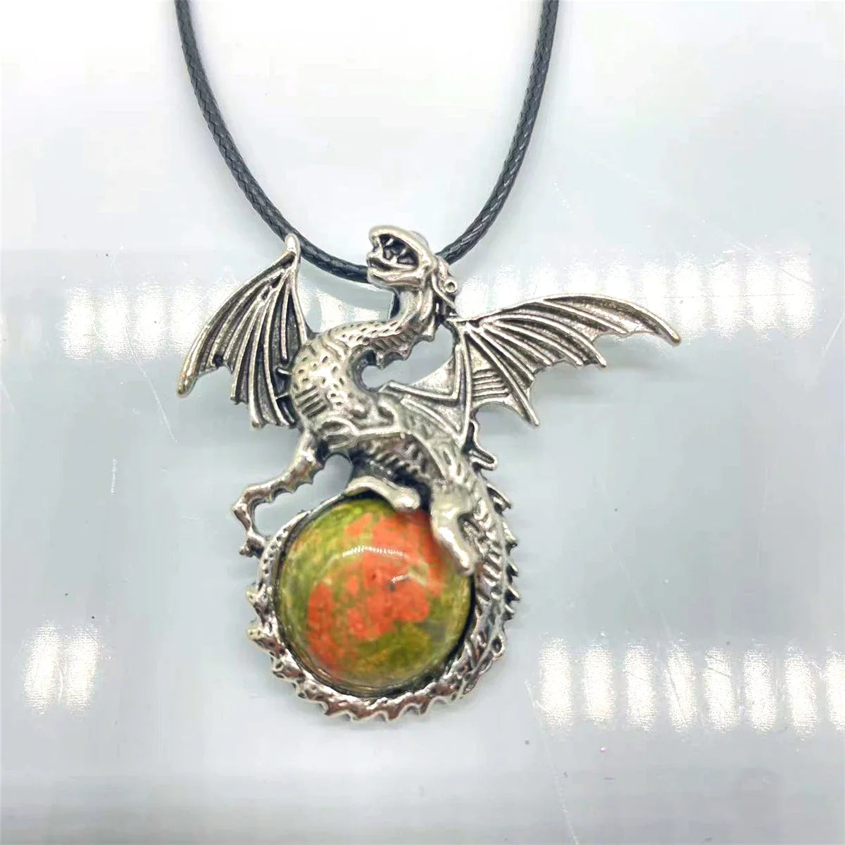Crystal Circle Dragon Necklaces