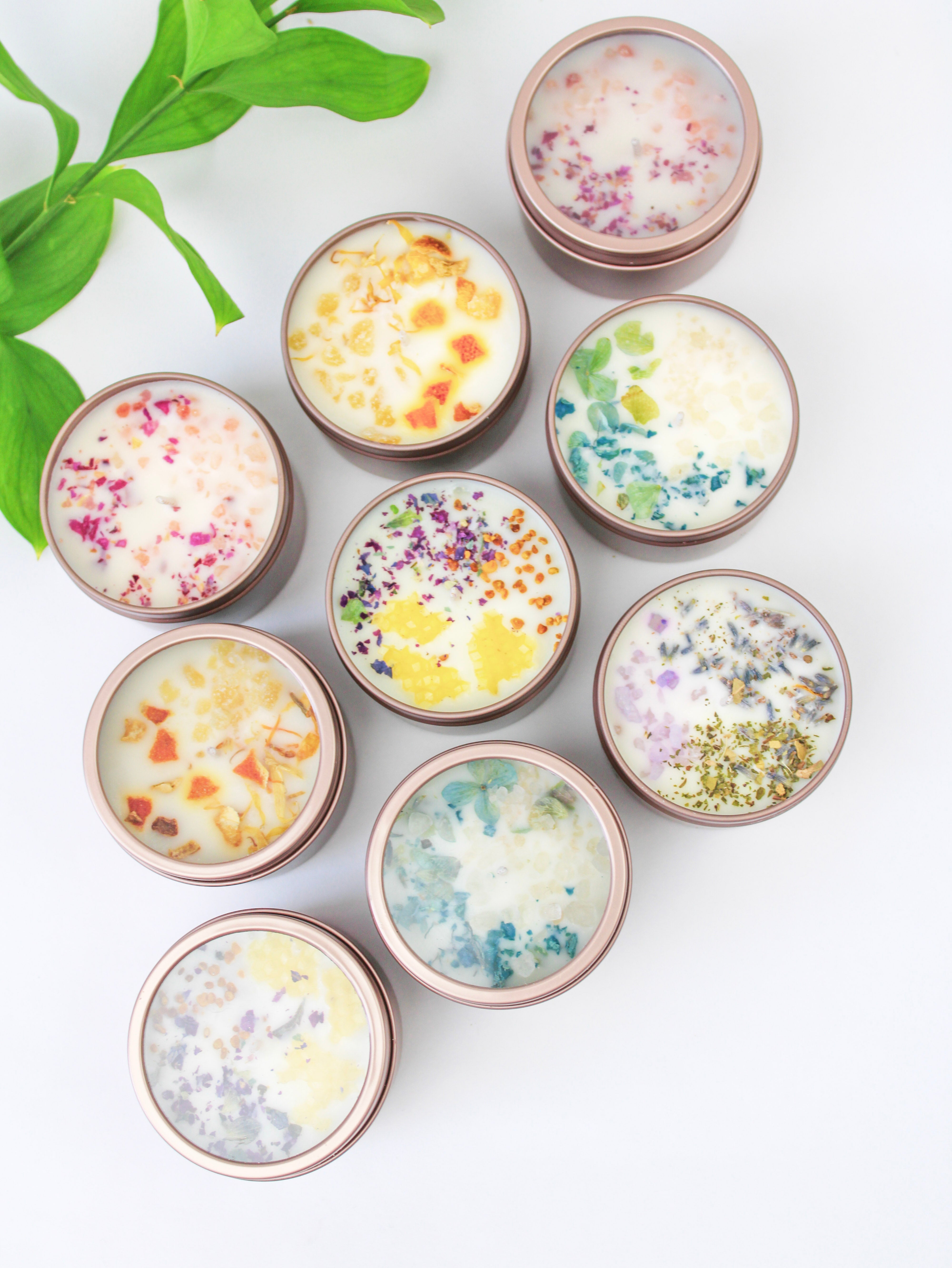 Unlabeled 4 oz Botanical Soy Wax Candles - Party Favors