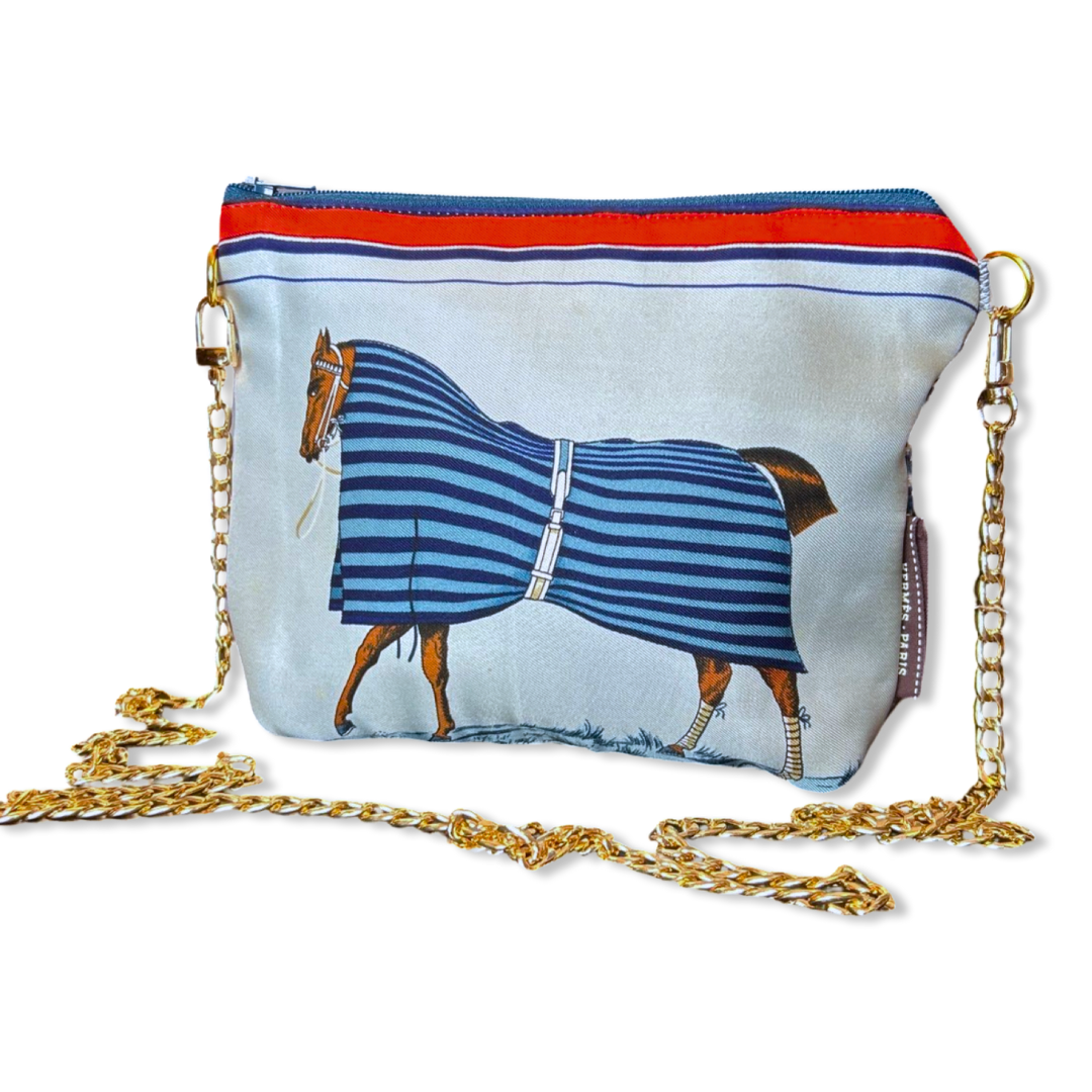 Couvertures et Tenues du Jour Light Blue Vintage Scarf Crossbody Bag