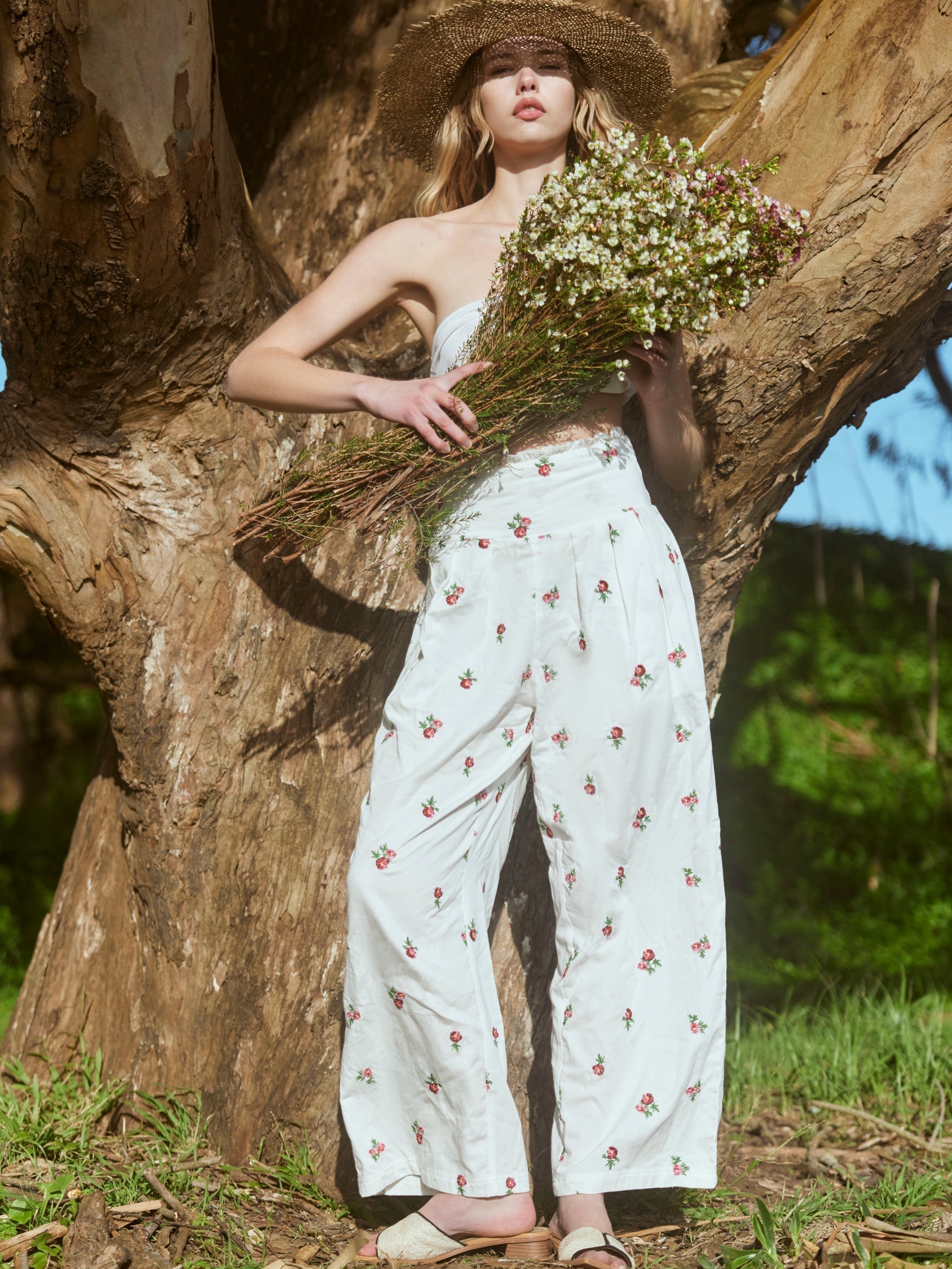 Kirby Embroidered Pants - Sugar/Salsa Ditsy Floral