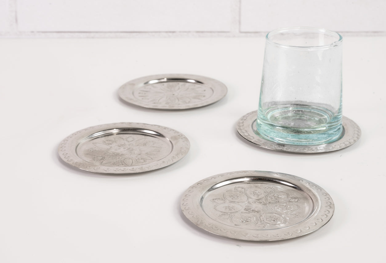 Moroccan Berber Silver Coasters-Set of 4 by Verve Culture