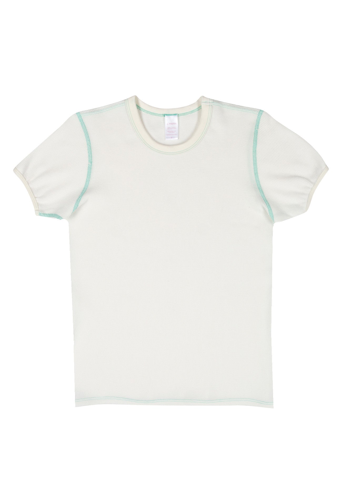 Organic Cotton Thermal Surplus Tee - Natural/Marine Green