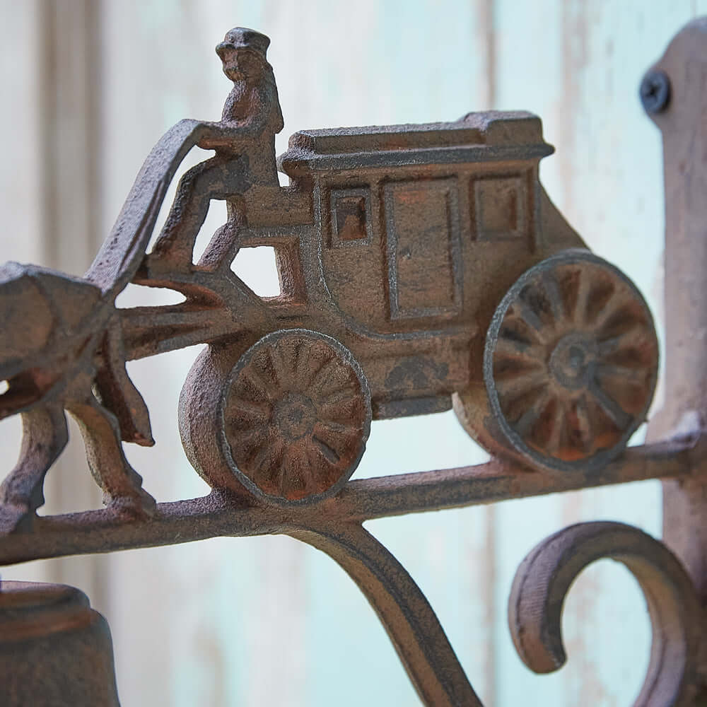 Vintage Cast Iron Horse and Stagecoach Door Bell