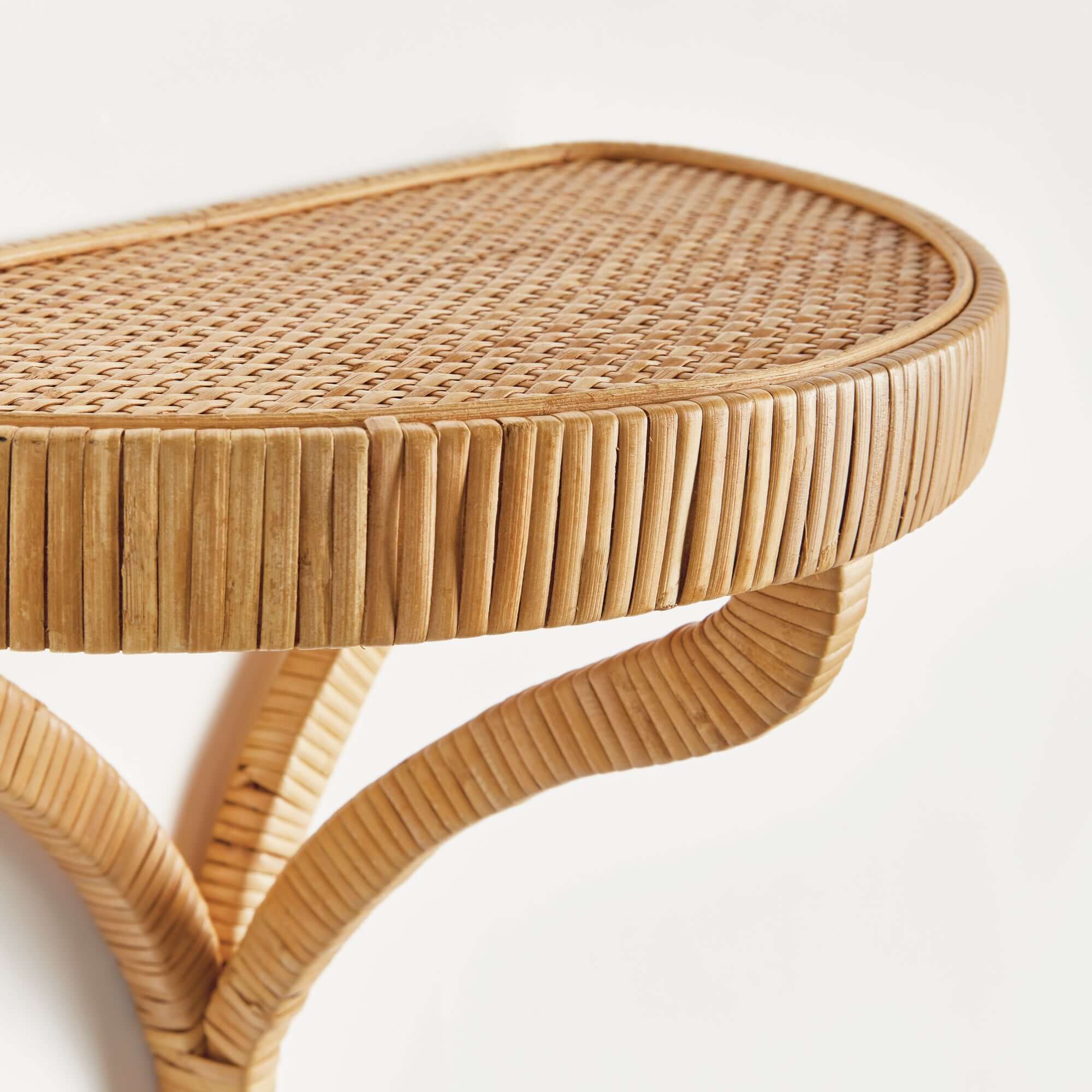 Vintage Coastal Rattan Wall Shelf