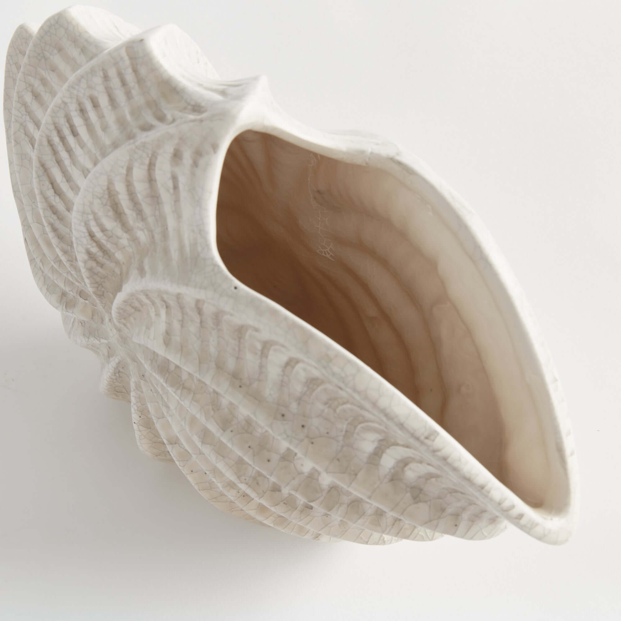 Vintage Coastal Shell Vase with Crackle Glaze