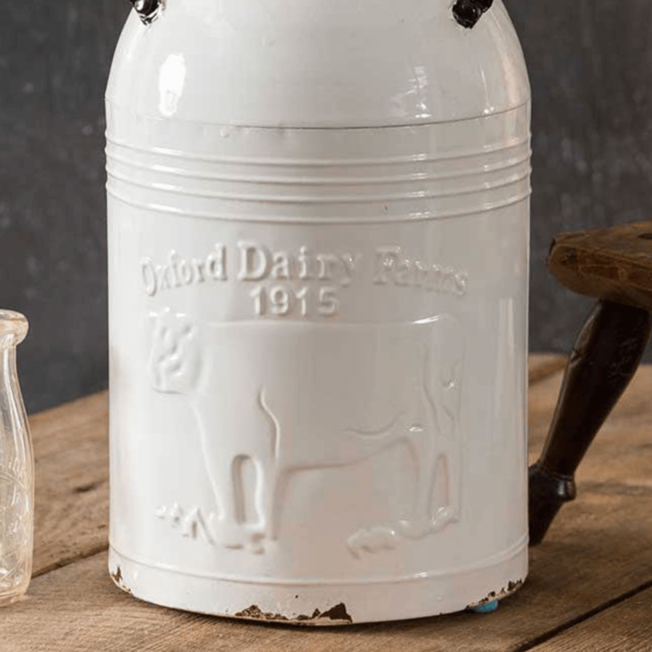 Vintage Farmhouse White Enamel Milk Can