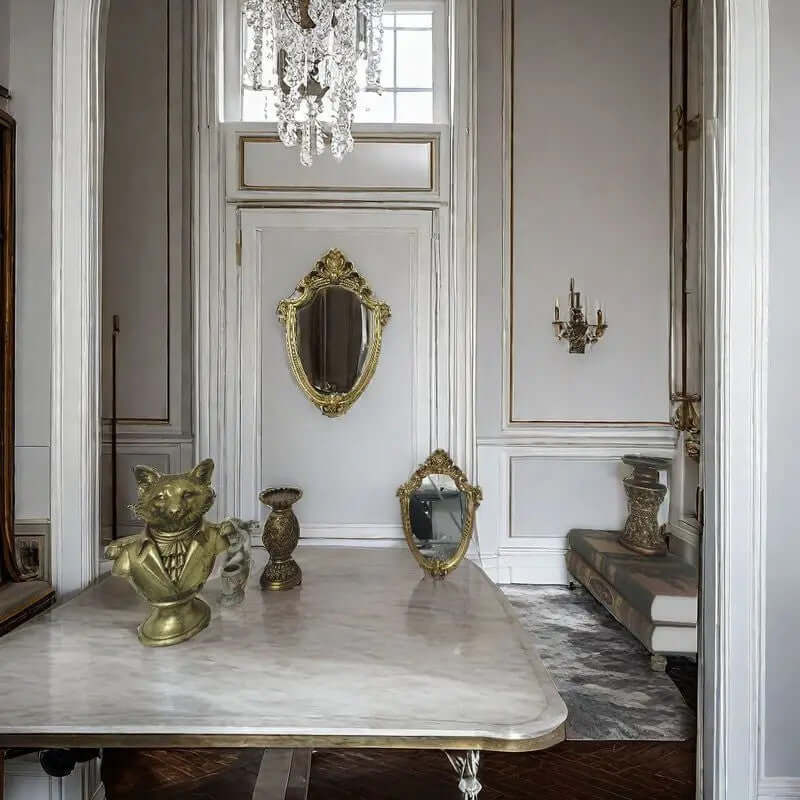 Vintage Gold Vanity Wall Mirror with Baroque Frame