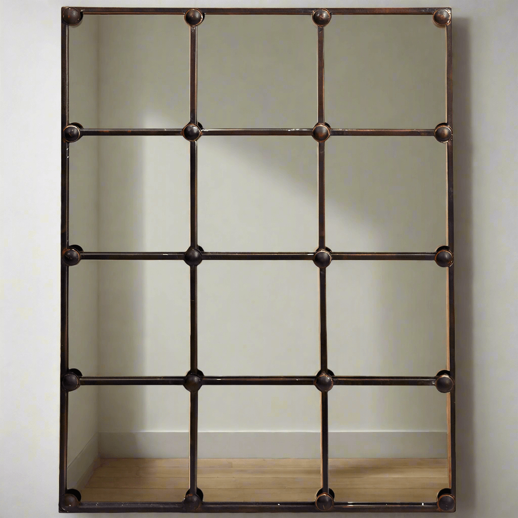 Vintage Industrial Grid Wall Mirror