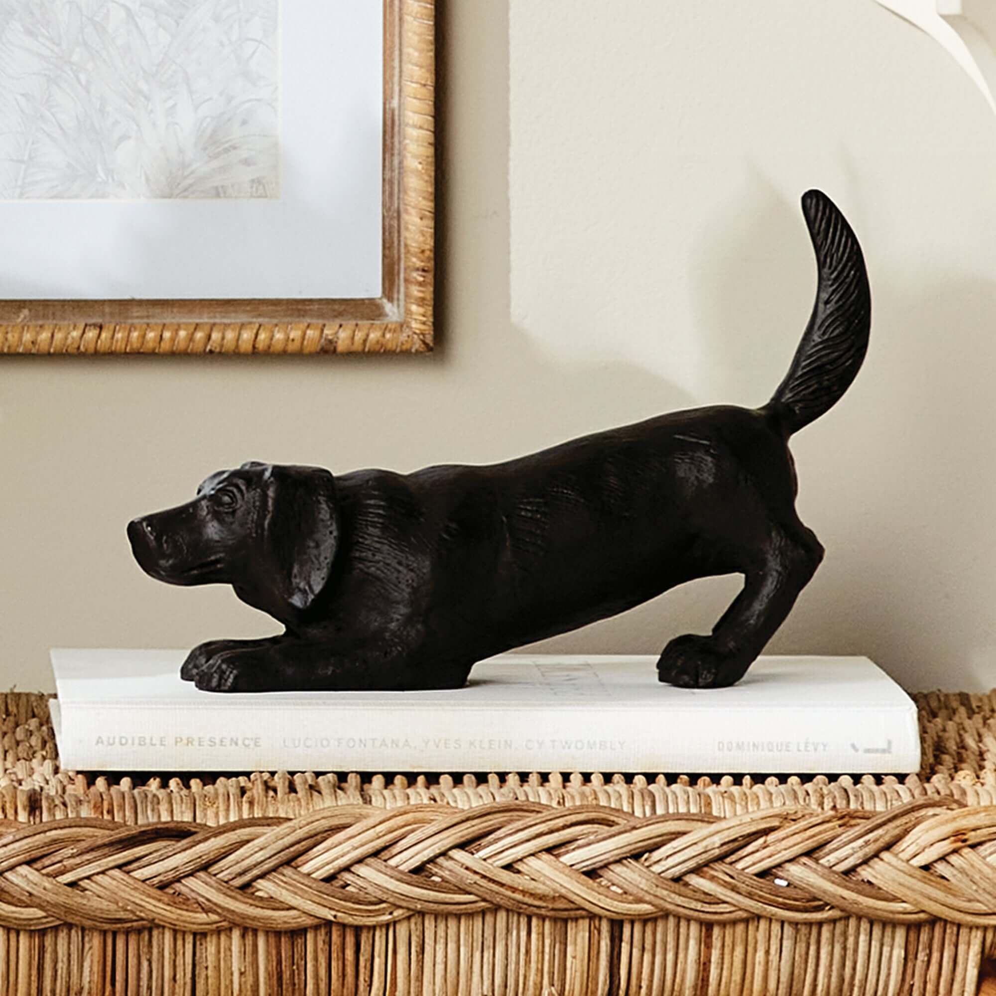 Vintage Metal Playful Dog Sculpture