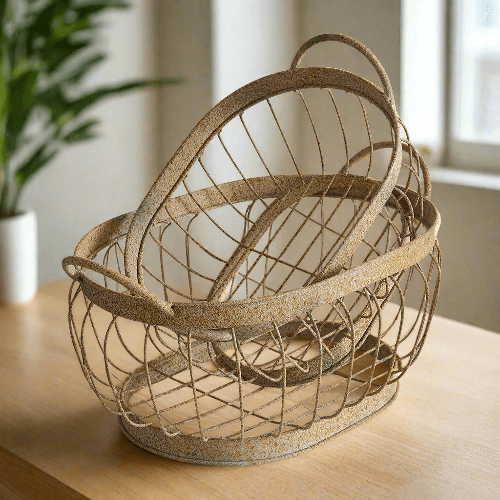 Vintage Metal Wire Storage Baskets (Set of 2)