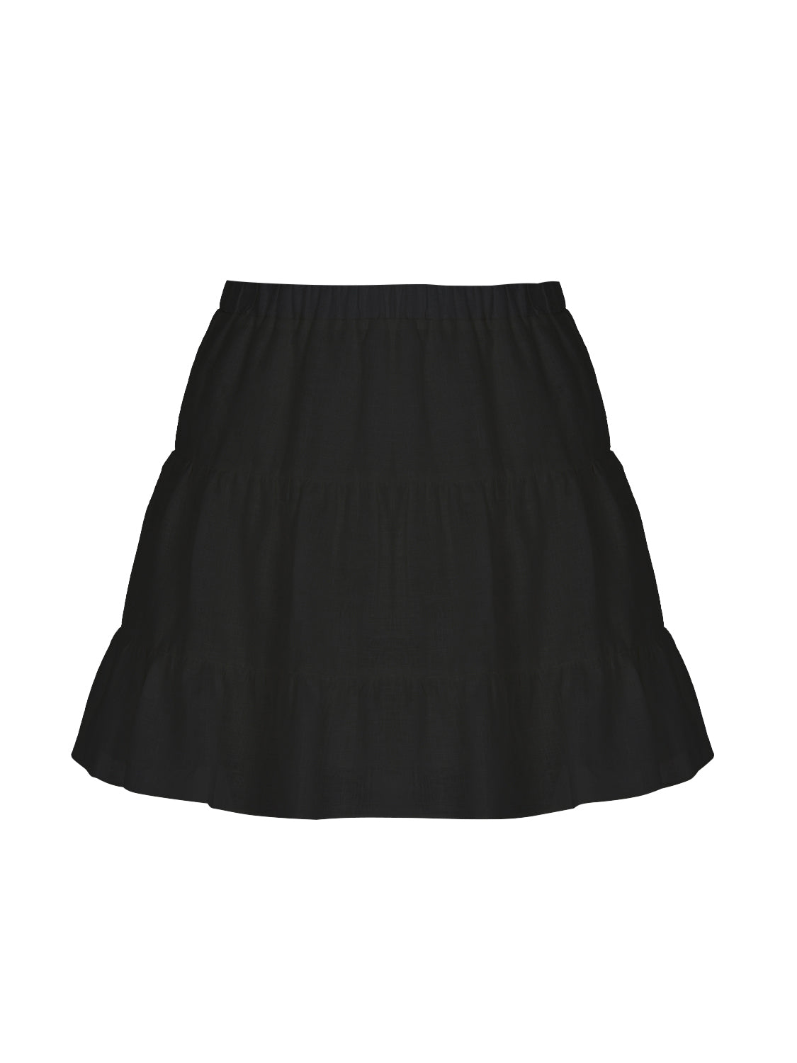Tiered Mini Linen Skirt - Black