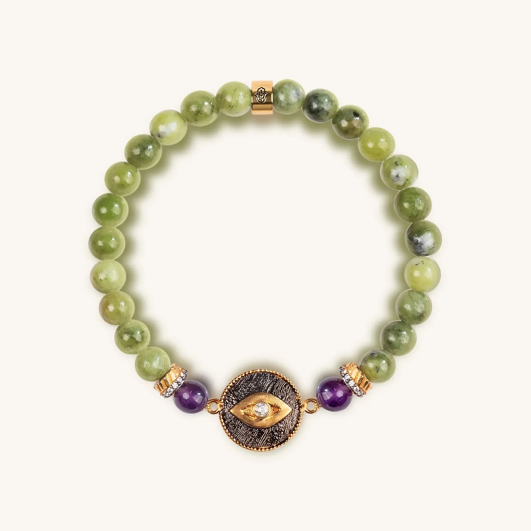 Defensive Trio Jade Stone Evil Eye Bracelet