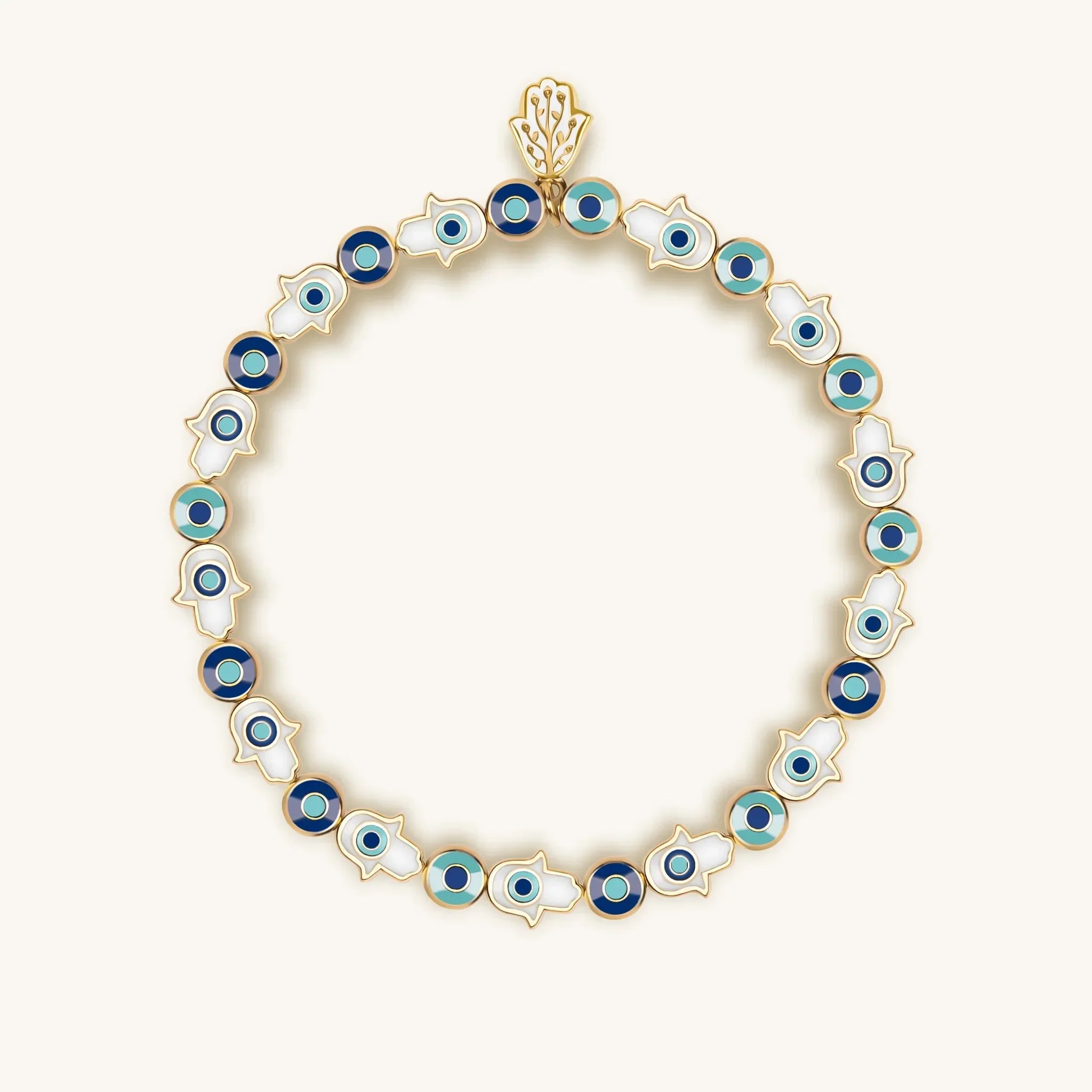 Cradled in Protection - Enamel Hamsa Evil Eye Charm Bracelet