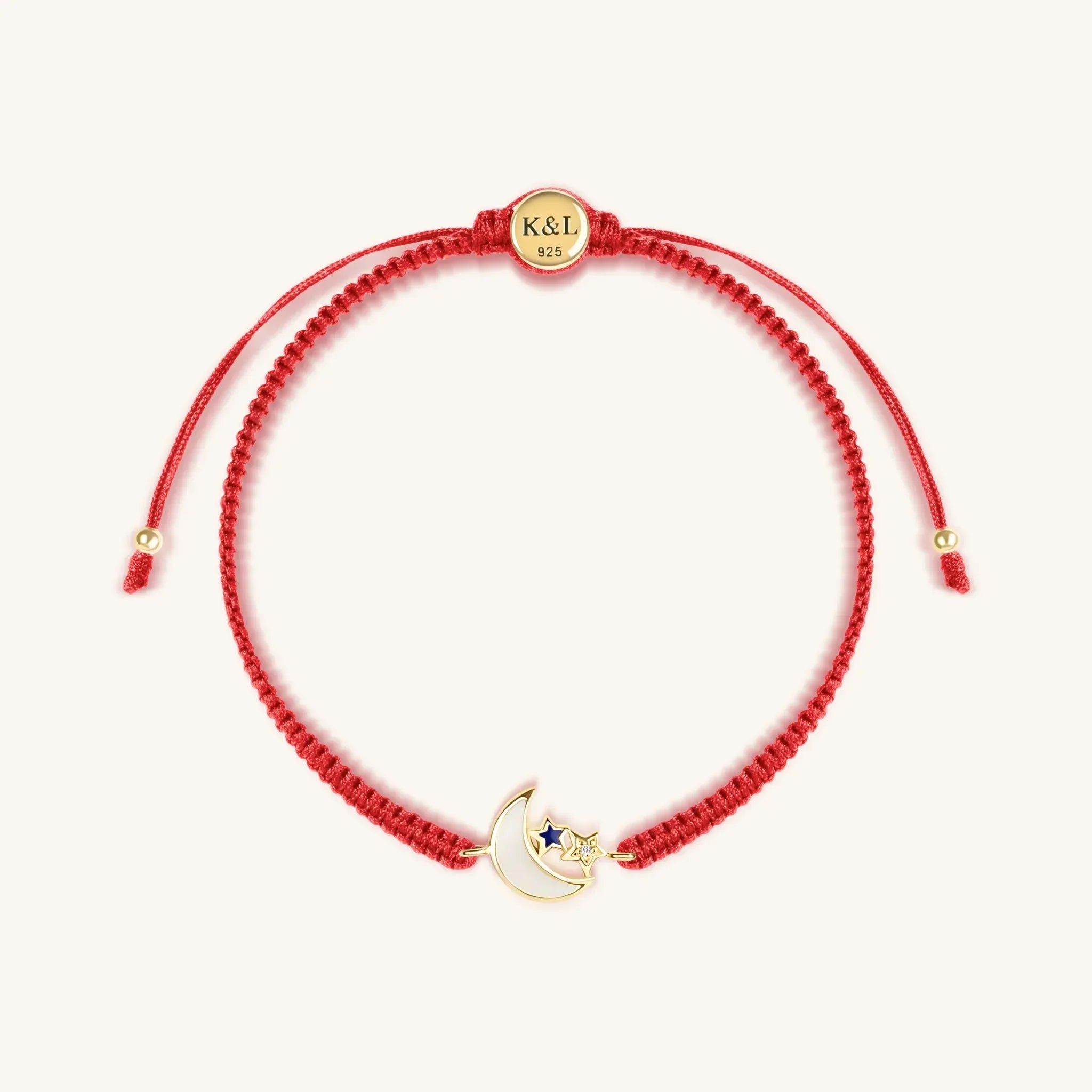 Transcendental Wisdom - Red String Moon & Stars Charm Bracelet