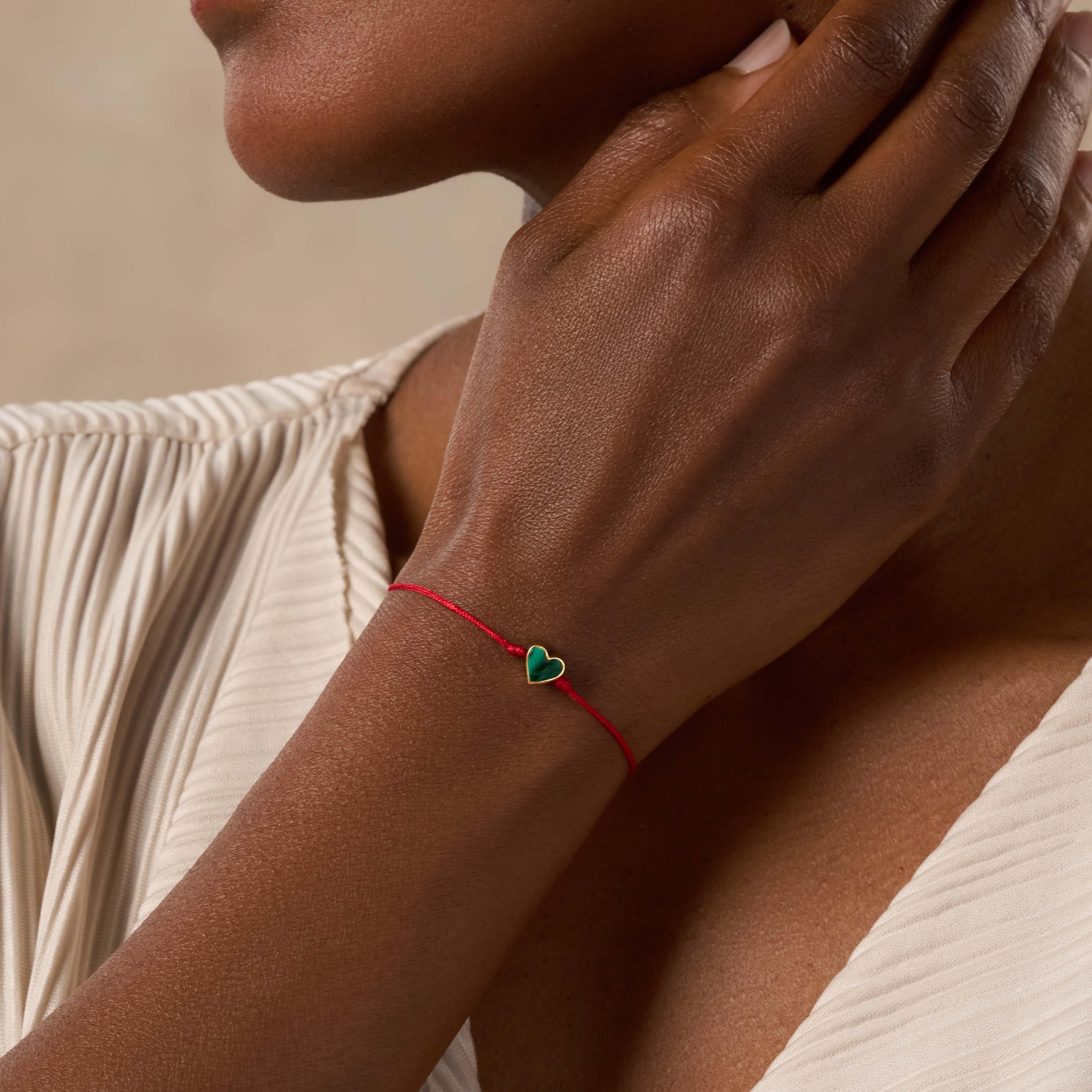 Lucky in Love - Malachite Red String Bracelet