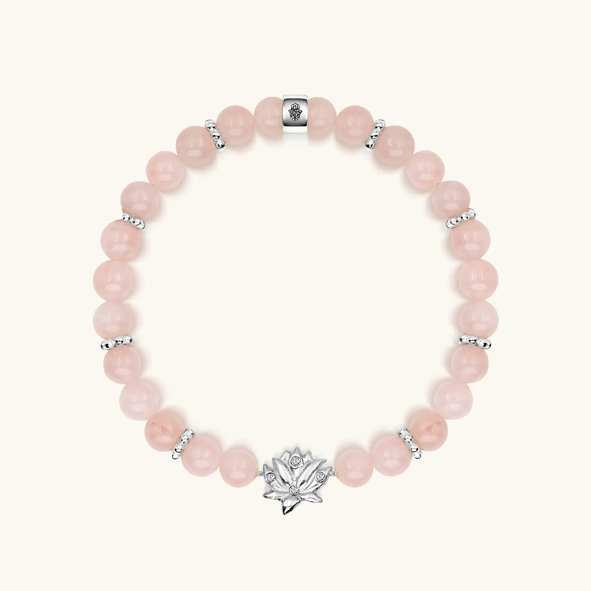 Emotion Renewal - Rose Quartz Lotus Charm Bracelet