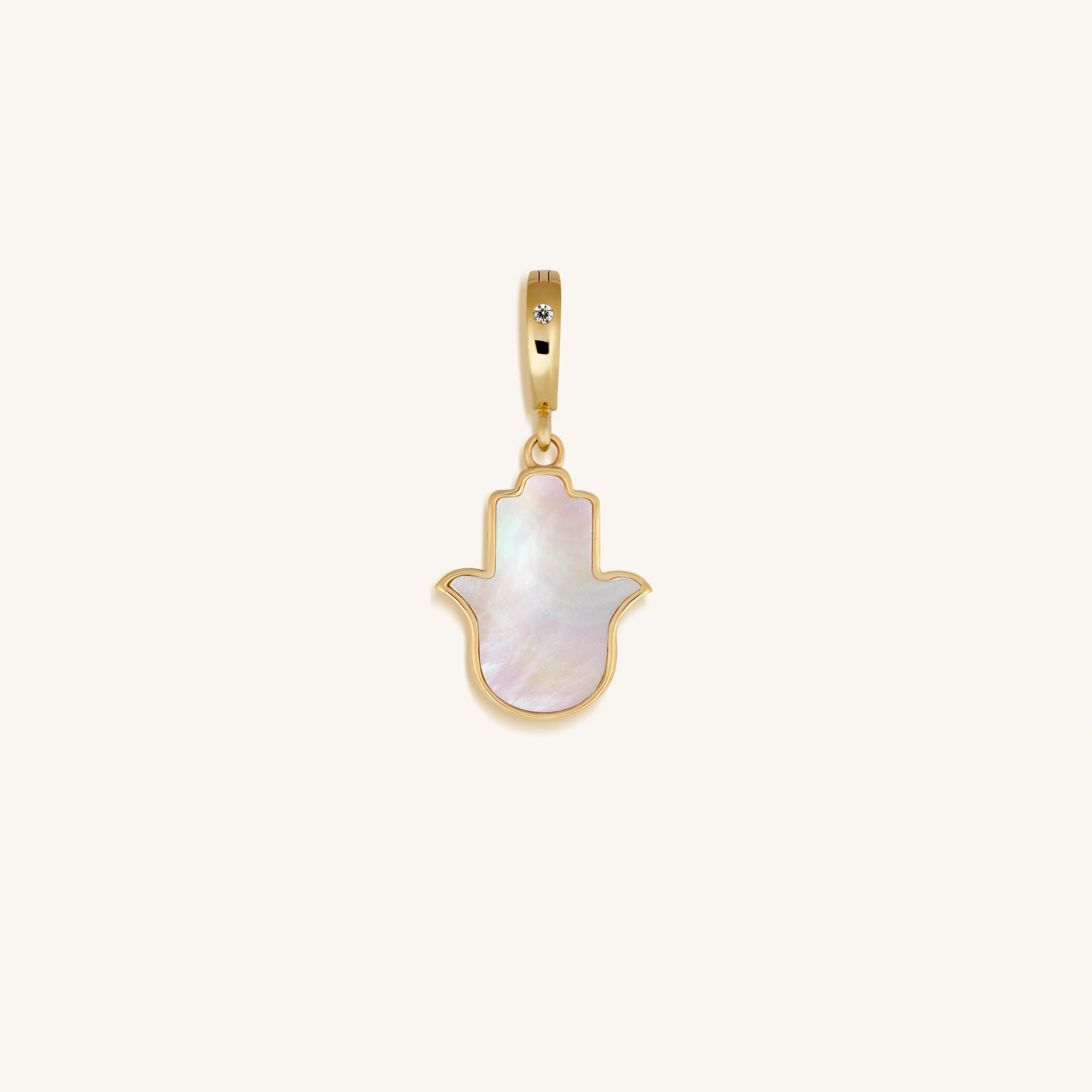 Effortless Manifestation Hamsa Mother of Pearl Engravable Charm