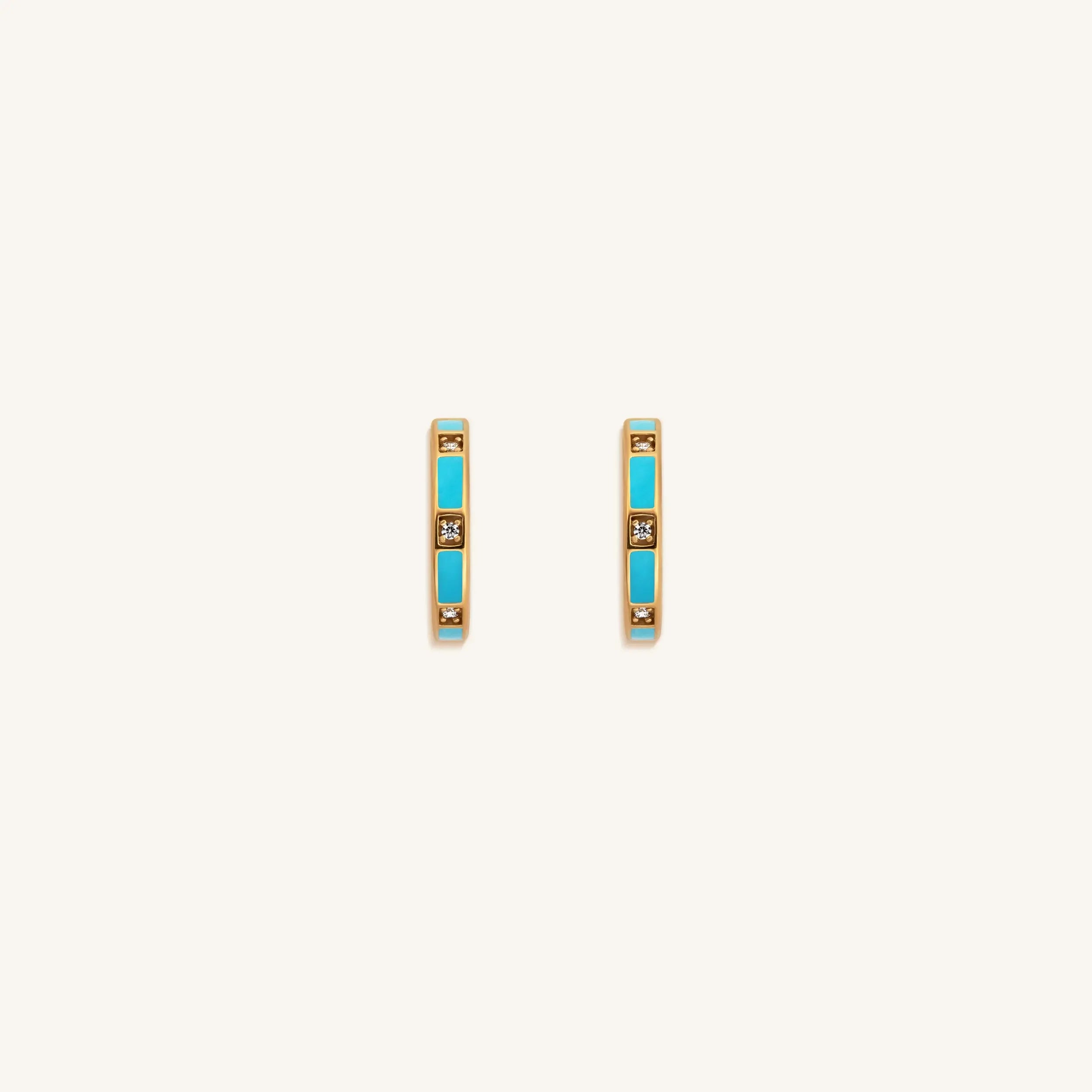 Serene Sensations Turquoise Gold Hoop Earrings