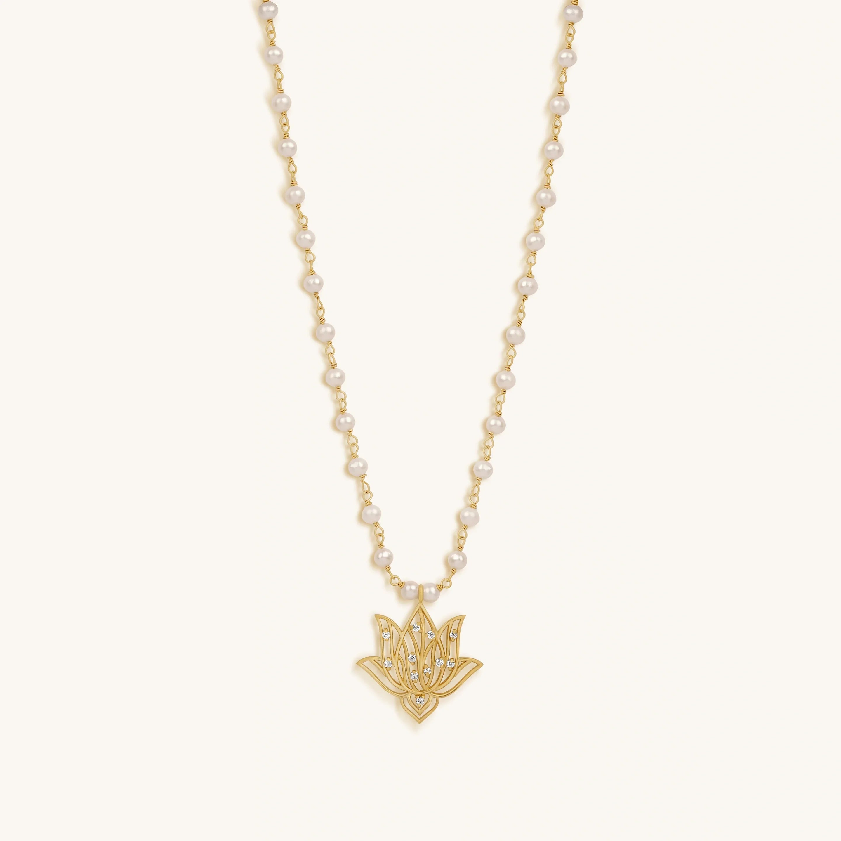 Renewed Intuition Lotus Pearl Necklace