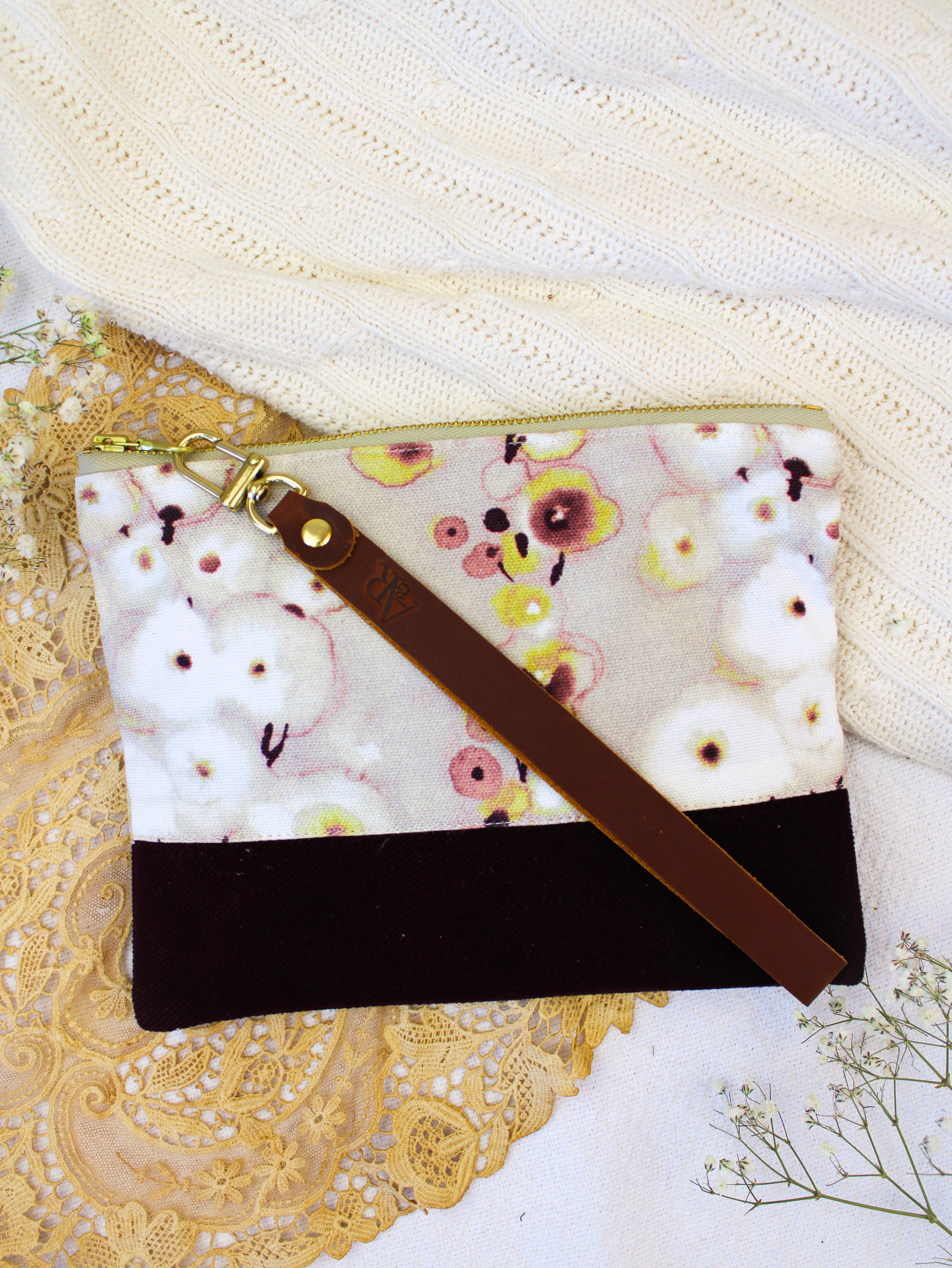 Watercolor Pansies Wristlet Purse