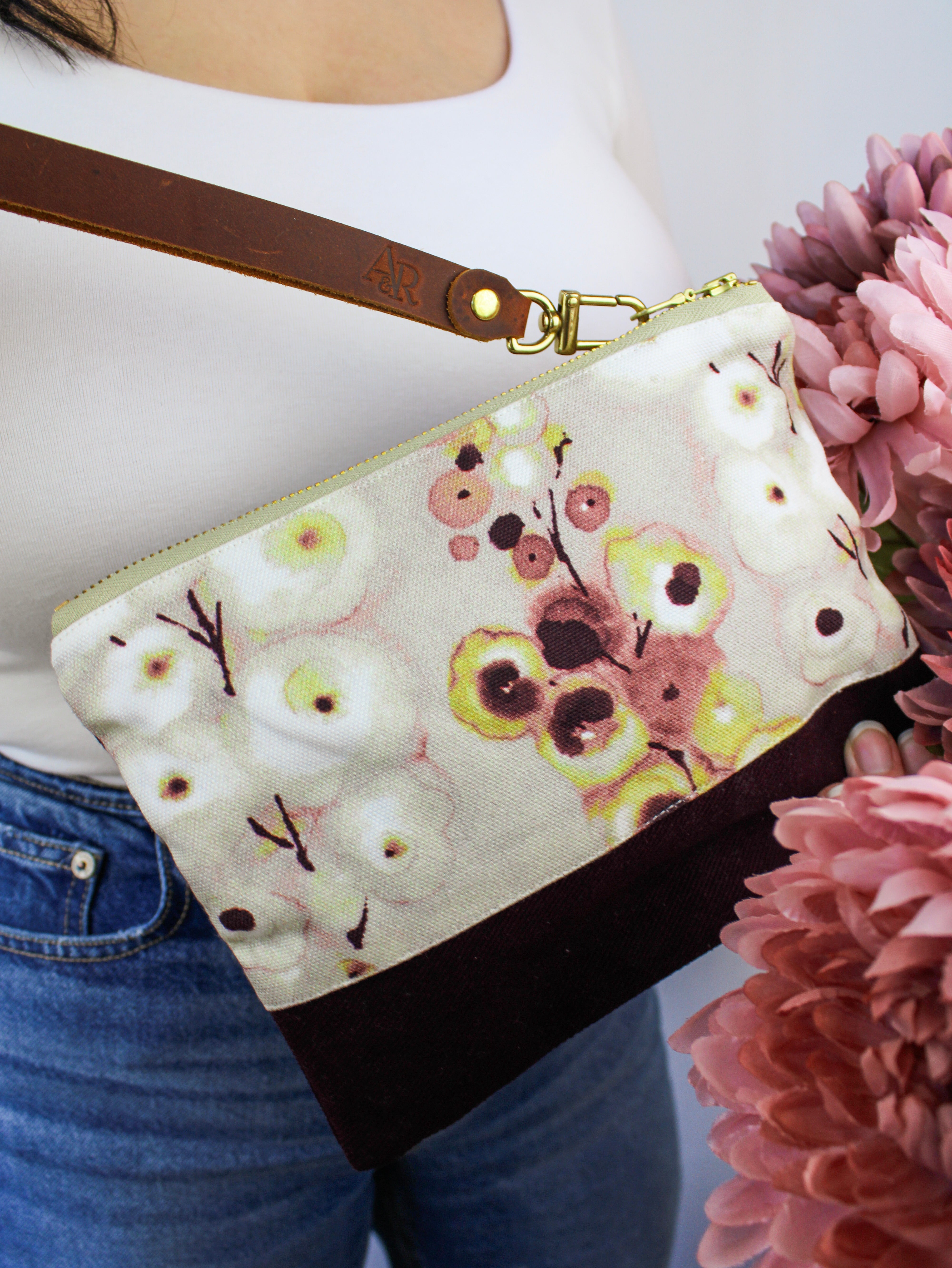 Watercolor Pansies Wristlet Purse