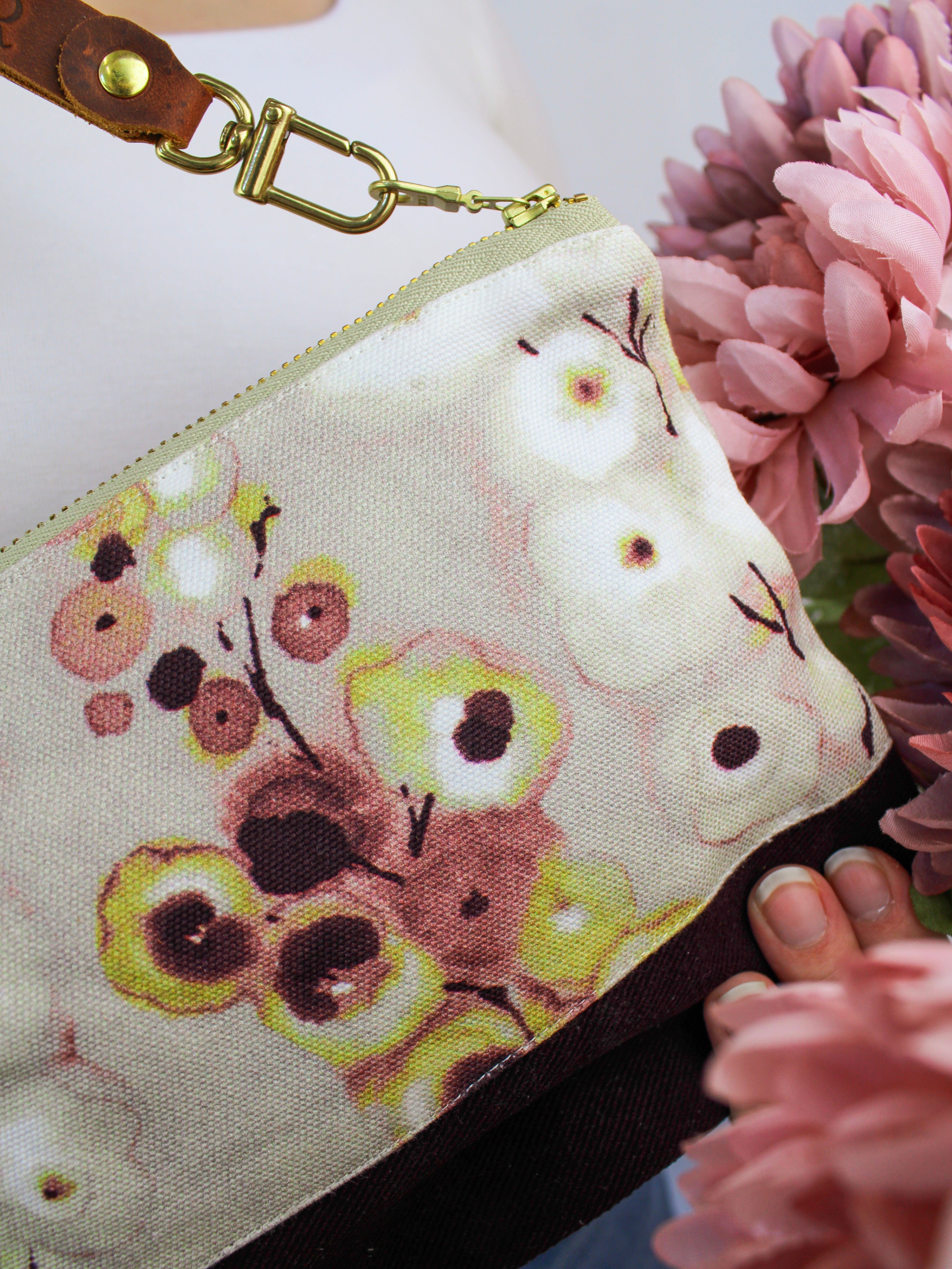 Watercolor Pansies Wristlet Purse