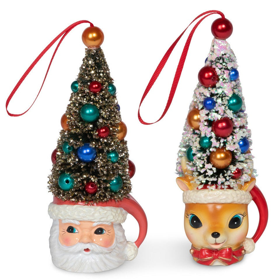 Retro Deer Mug with Sisal Tree Ornament