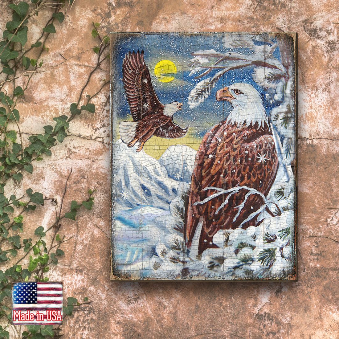 Eagle Art Wooden Wall Art by Nature Wonders - Nature Wildlife Decor  - 95219B