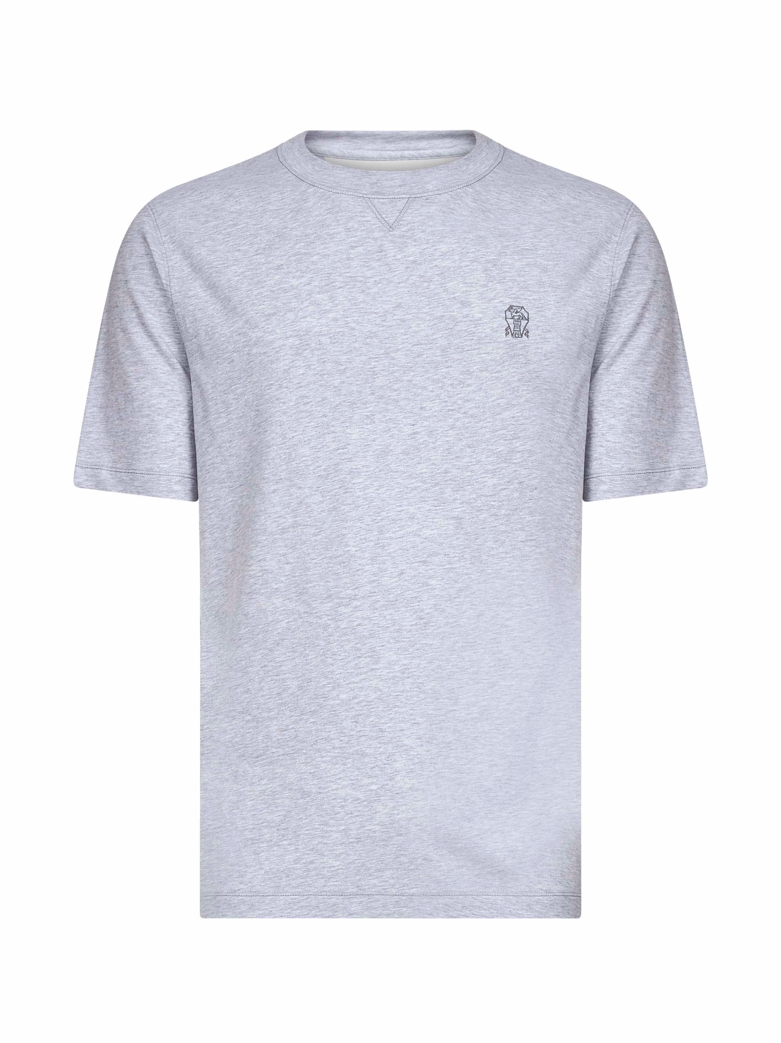 Brunello Cucinelli Men Grey Solomeo Crest Crewneck T-Shirt