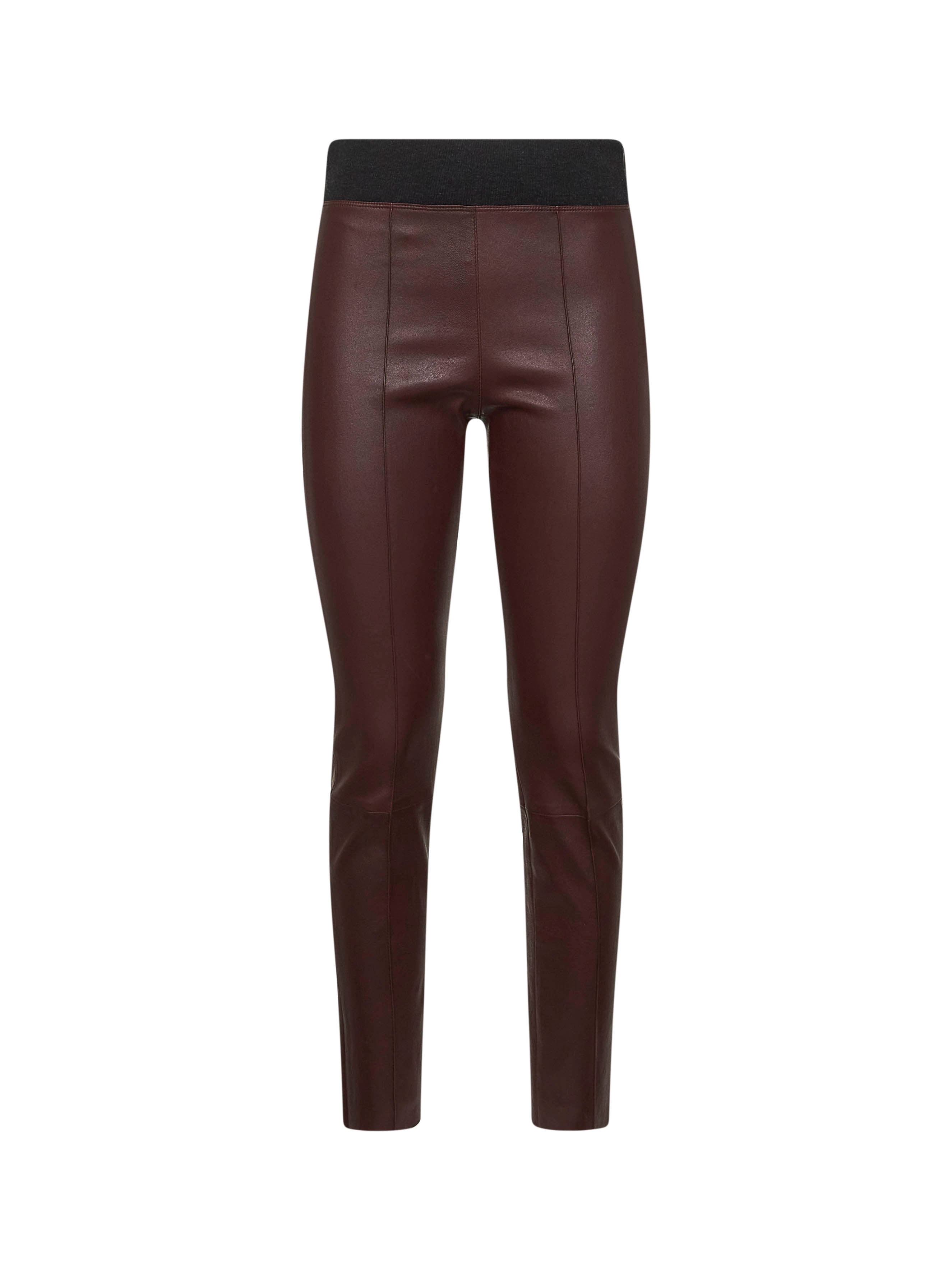 Brunello Cucinelli Women Burgundy Stretch Nappa Leggings