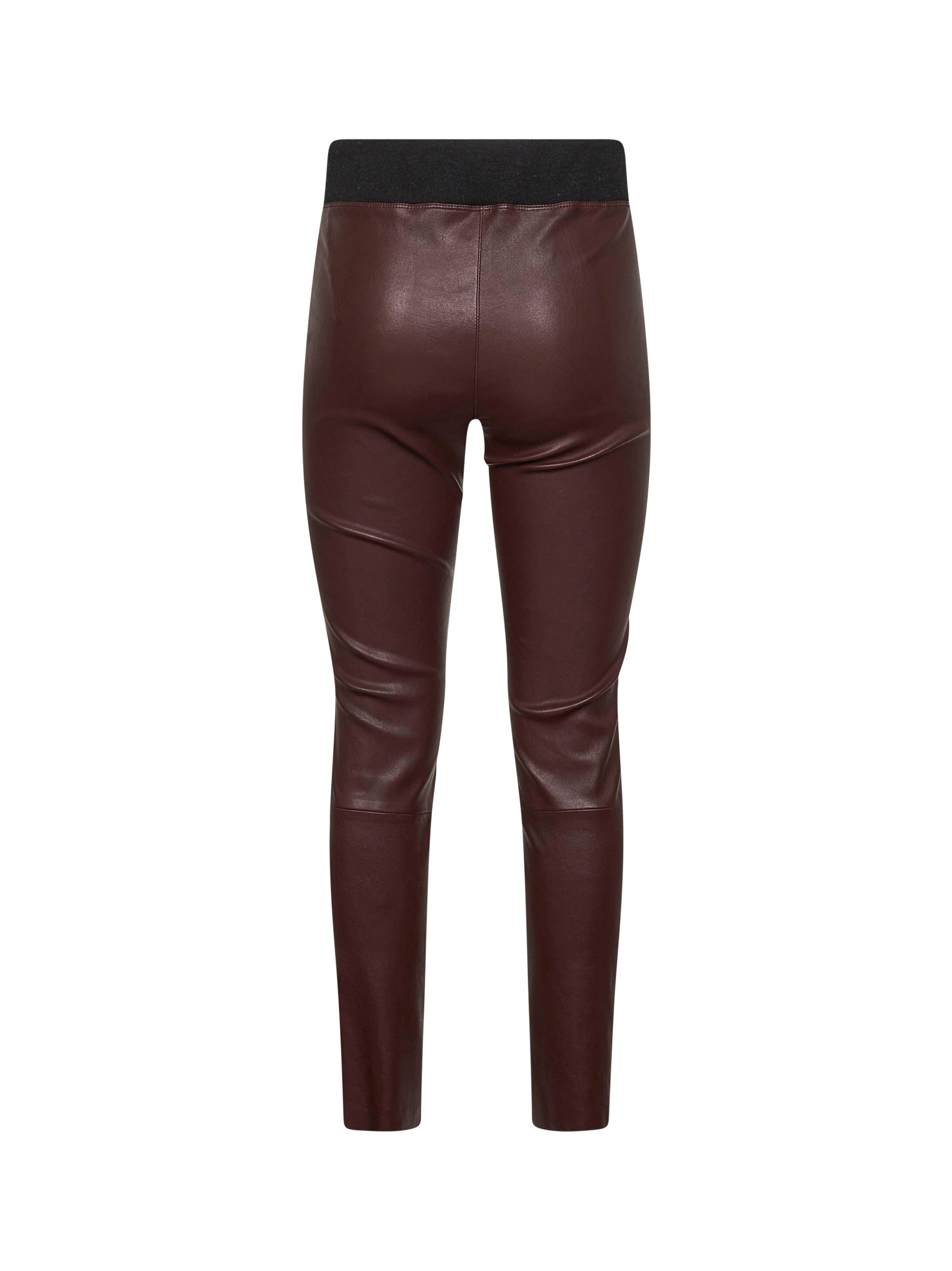 Brunello Cucinelli Women Burgundy Stretch Nappa Leggings