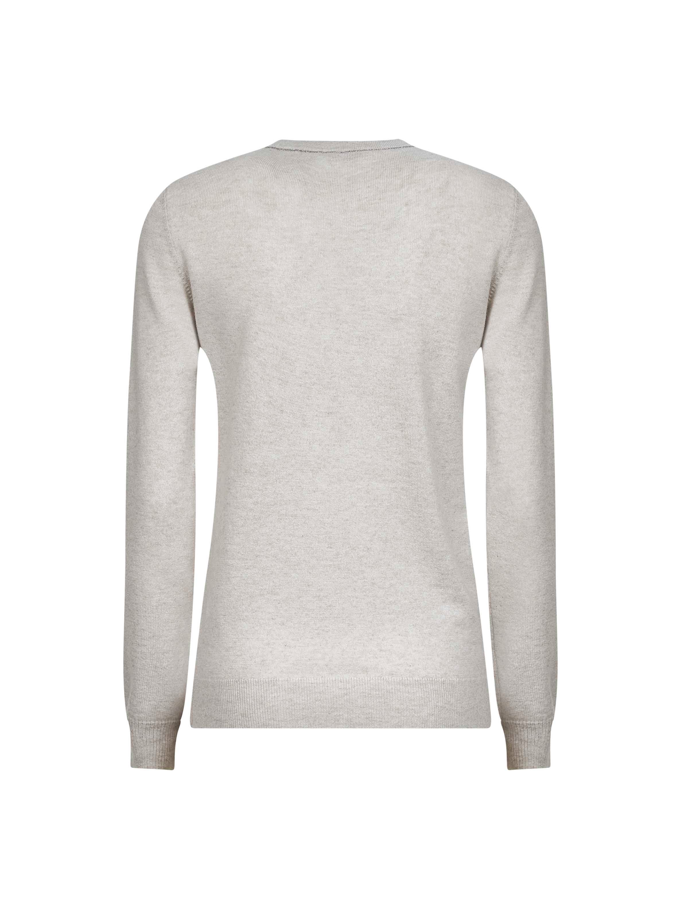 Brunello Cucinelli Women Ecru Cashmere Sweater With Monili