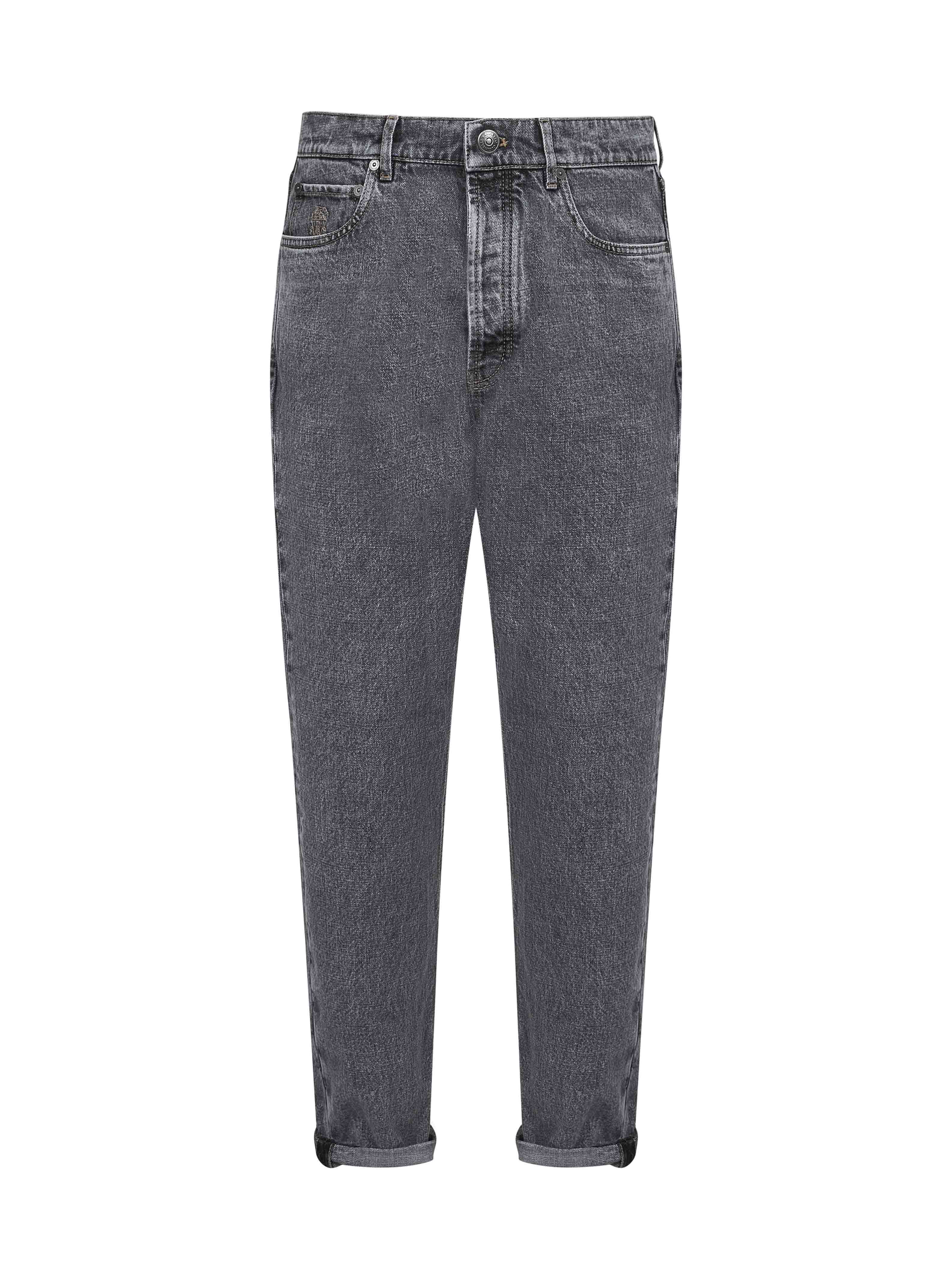 Brunello Cucinelli Men Grey Denim Iconic Fit Jeans