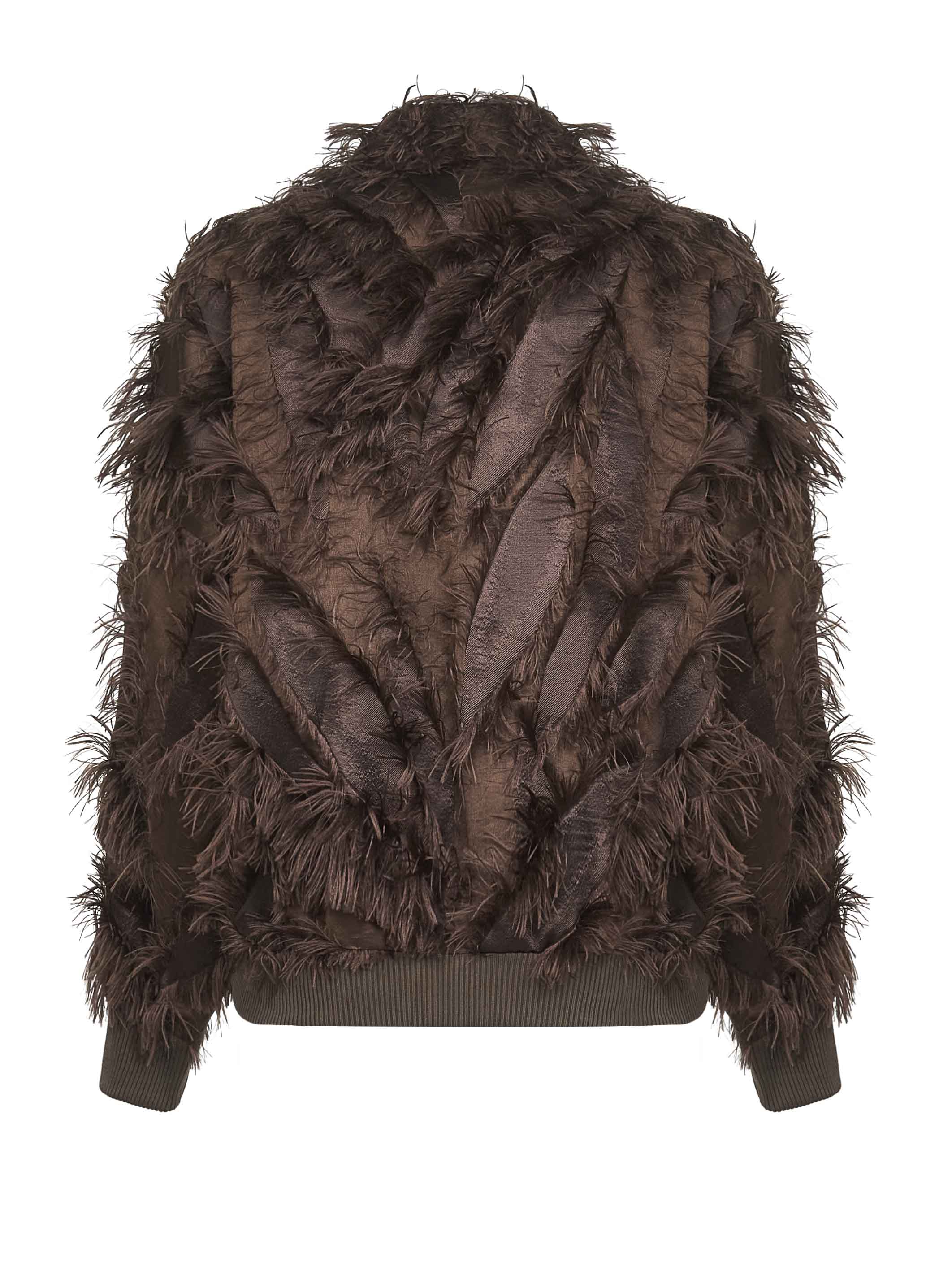 Brunello Cucinelli Women Brown Dracaena Fil Coupé Shiny Zipper Pull Bomber Jacket