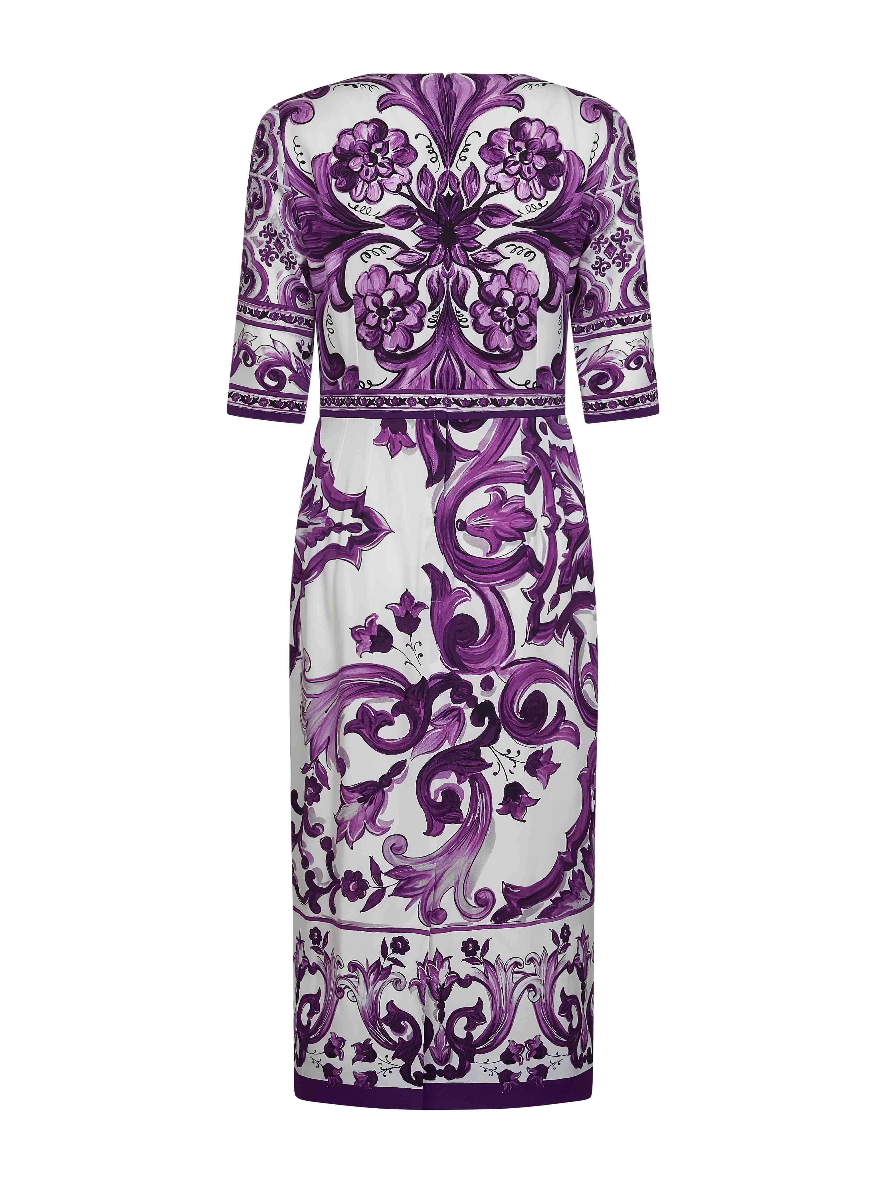 Dolce & Gabbana Women Maiolica Print Charmeuse Midi Dress