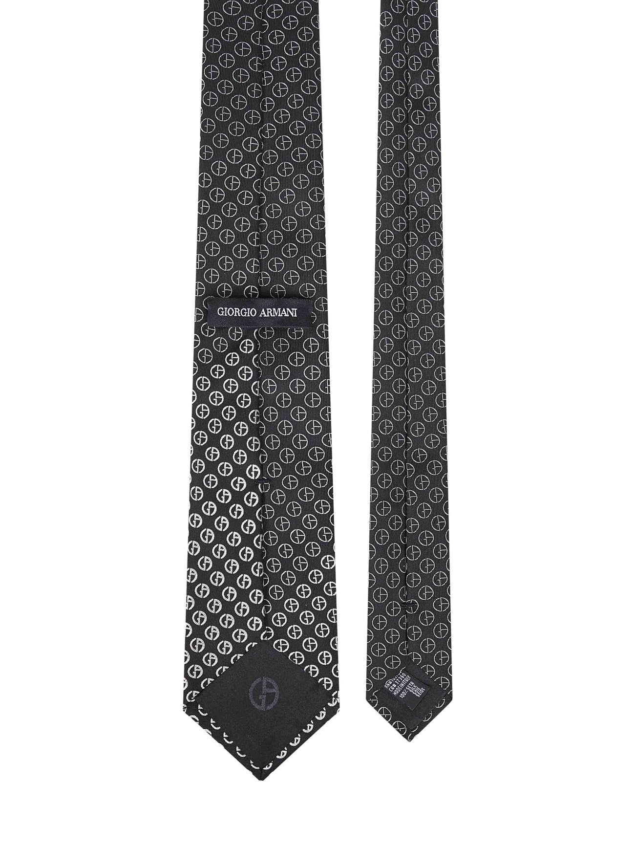 Giorgio Armani Men Black Jacquard Silk Tie