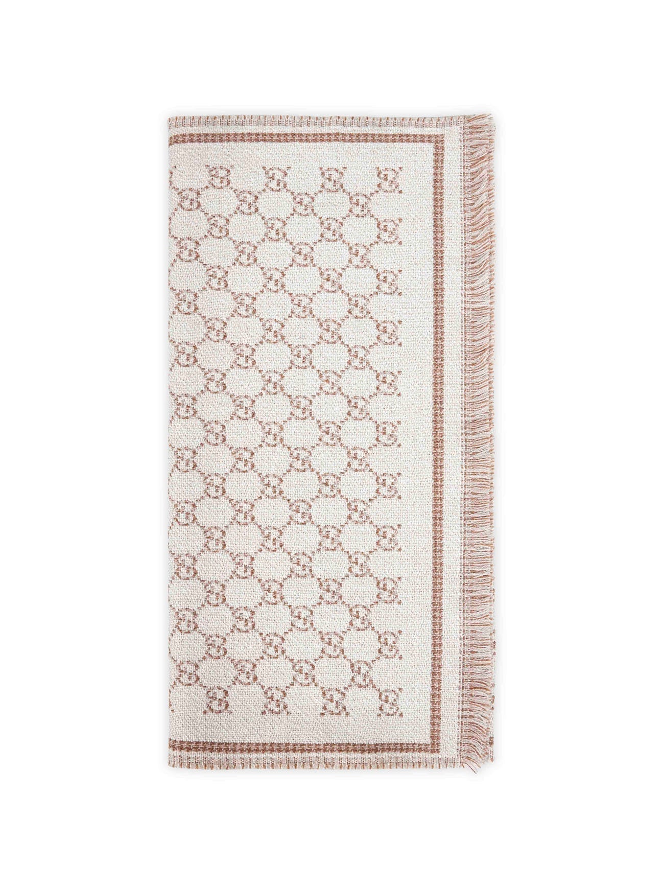 Gucci Women Ivory Gg Wool Blend Scarf
