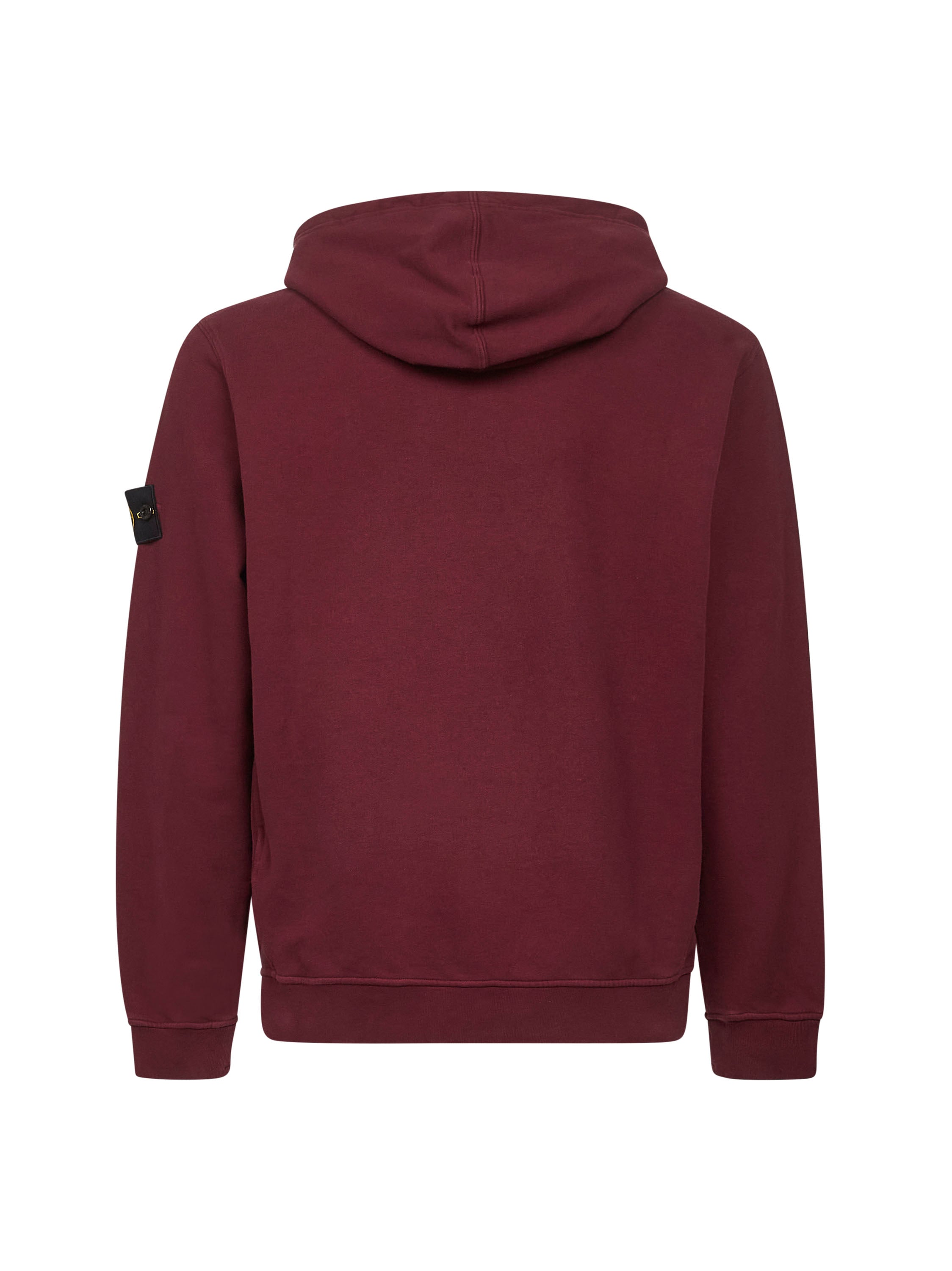 Stone Island Men Burgundy Brushed Organic Cotton Hoodie