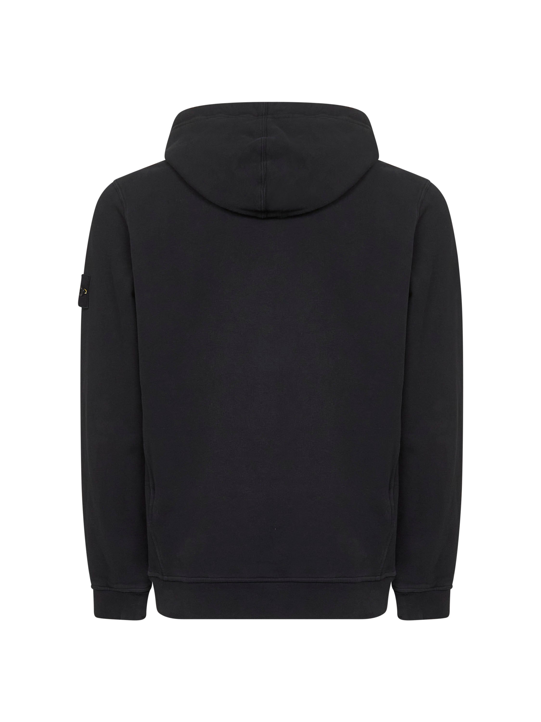 Stone Island Men Black Brushed Organic Cotton Hoodie