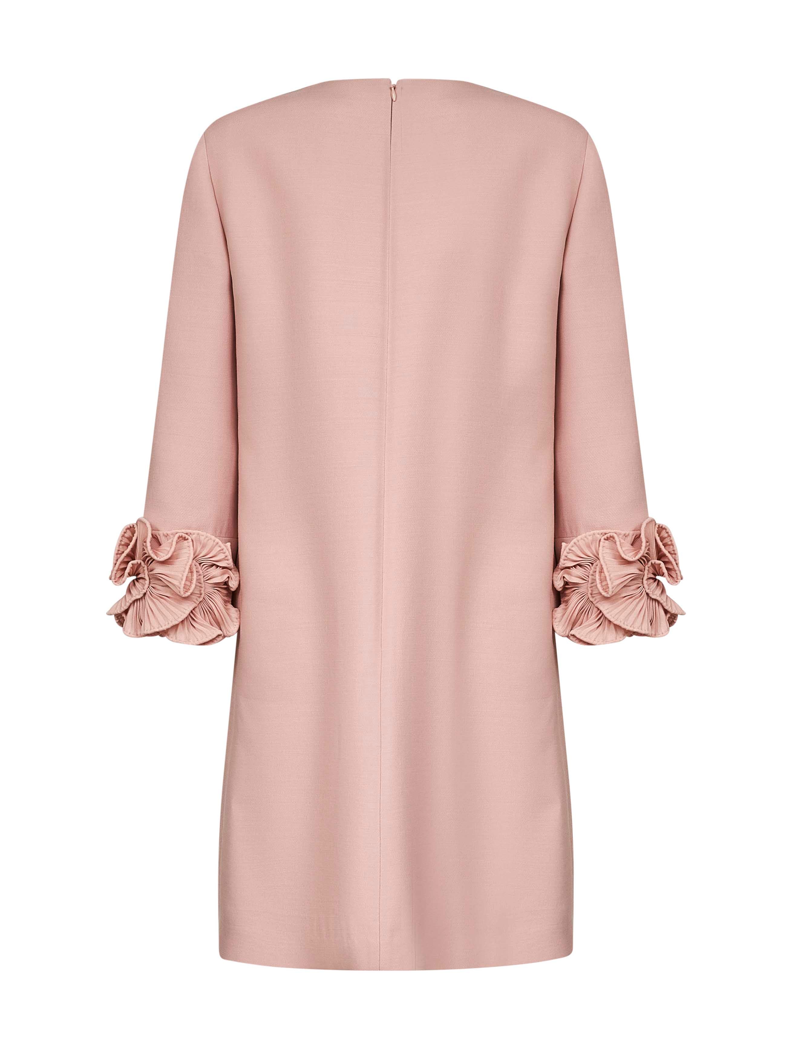 Valentino Women Pink Crepe Couture Short Dress With Ruffles